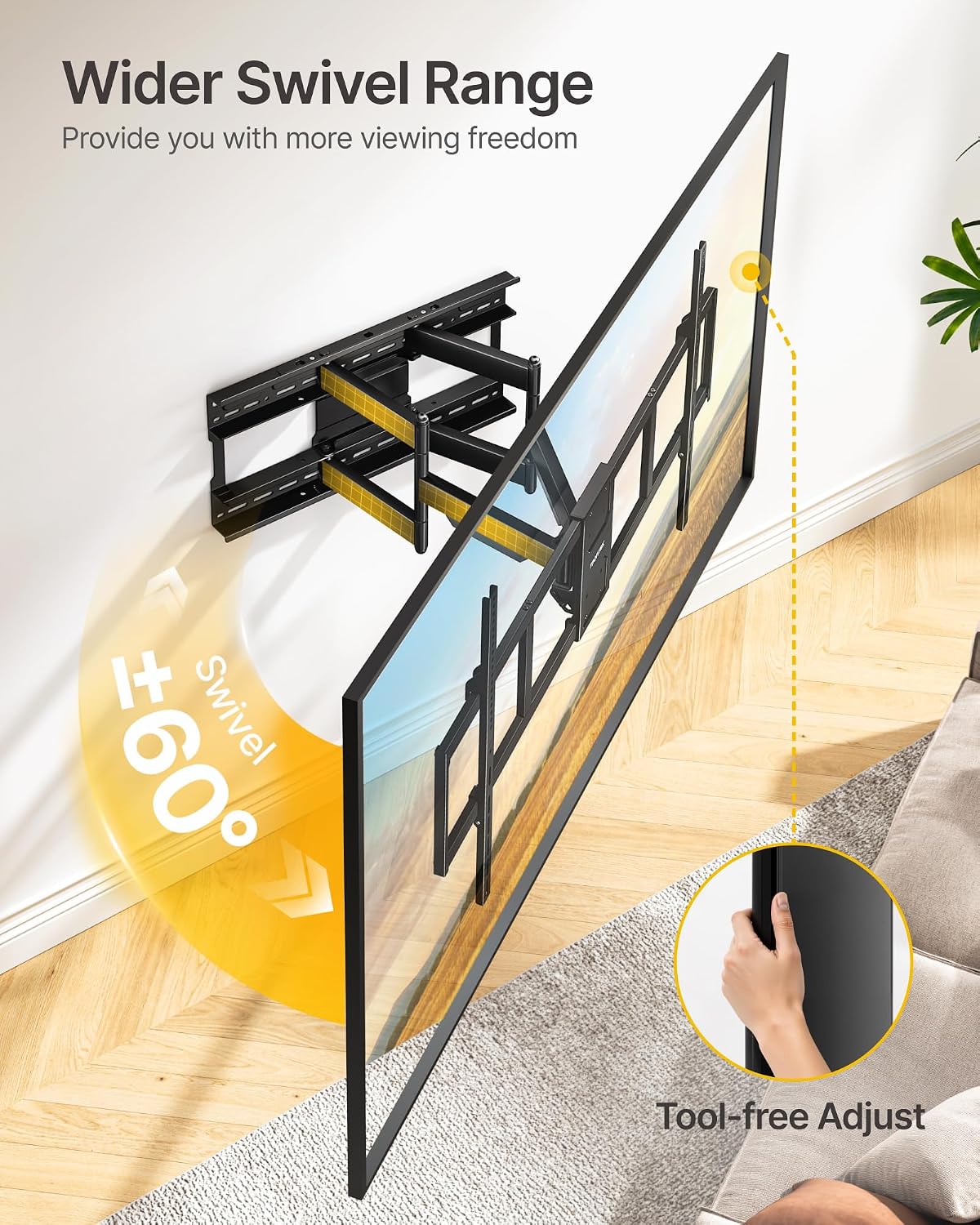 Detalle de monTEK Heavy Duty TV Wall Mount for 60–140 inch XXL TVs (Up to 275 lbs) with 25” Articulating Arm