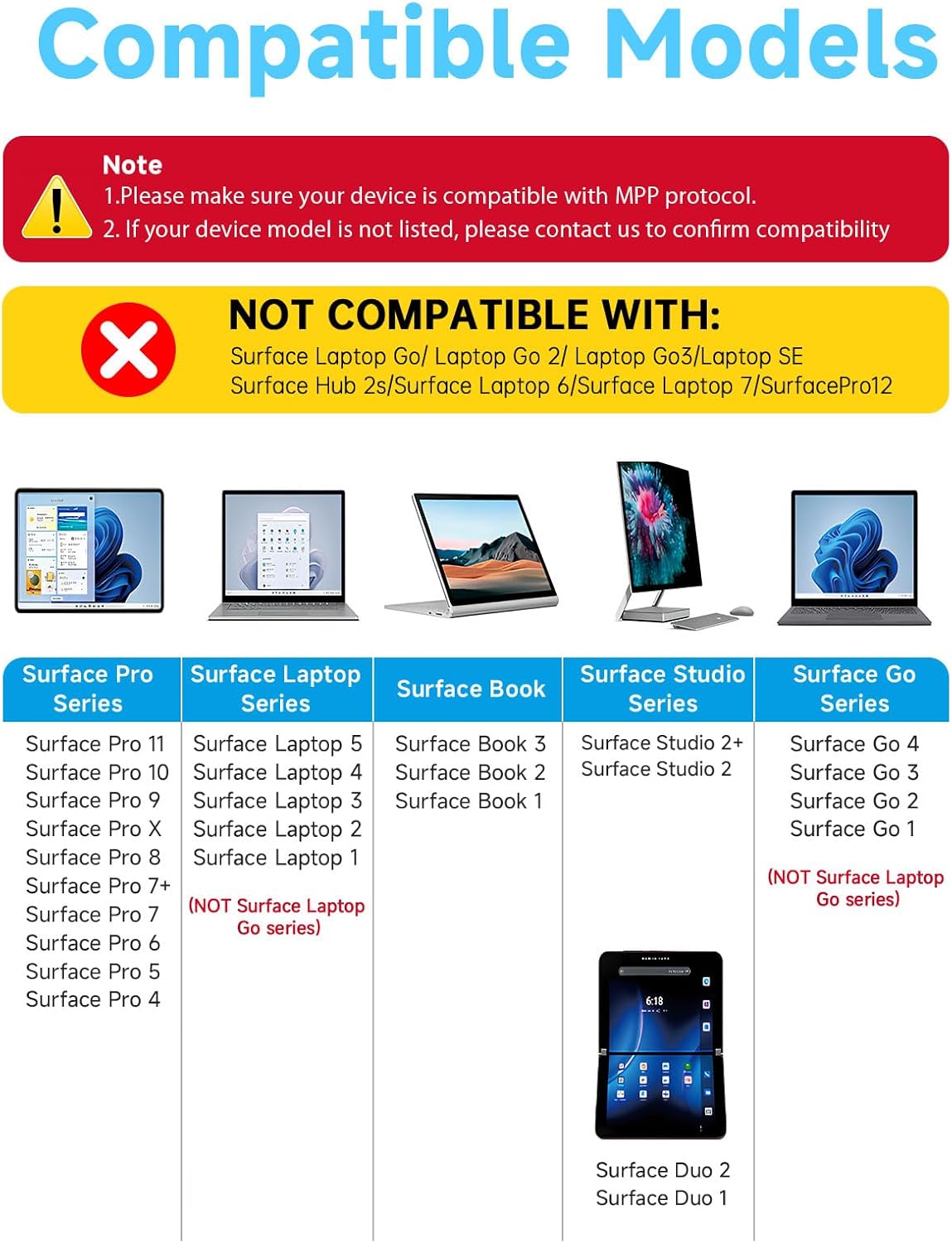 Thumbnail 1 de Milikilo Eingabestift für Microsoft Surface Pro, Surface Go, Surface Laptop und mehr – F97 mit Radiergummi, 1024 Druckstufen