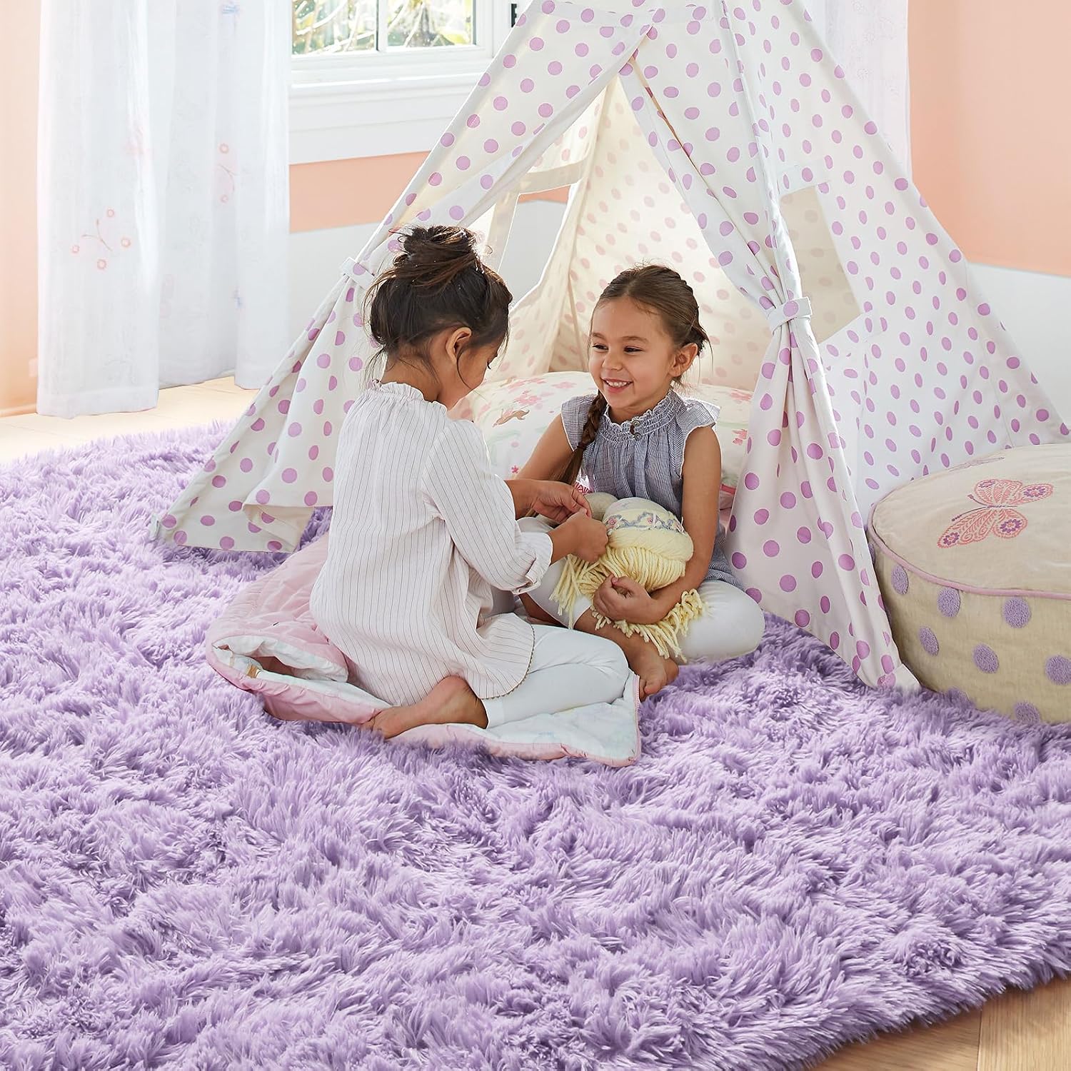 Thumbnail 6 de PAGISOFE A580 5' x 8' Purple High-Pile Polyester Area Rug