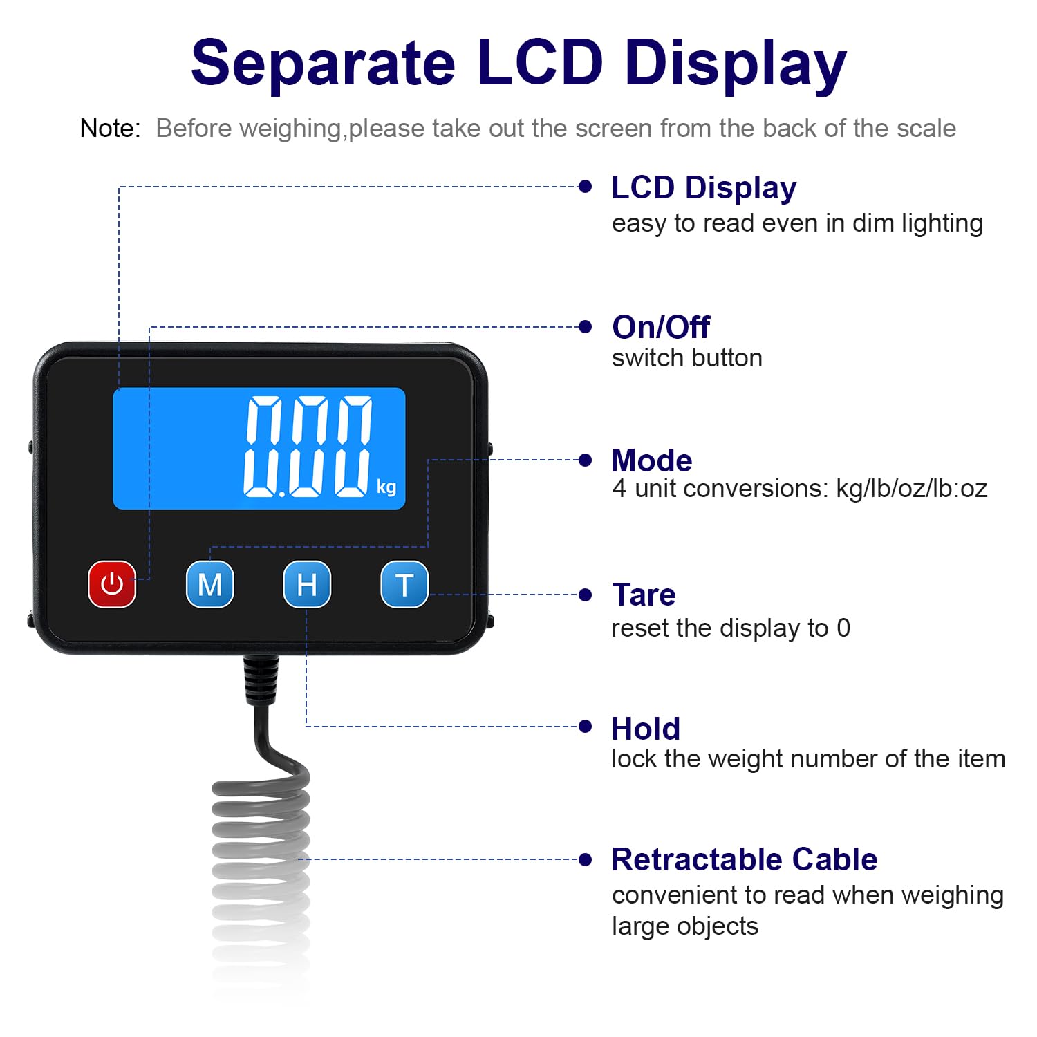 Detalle de TIPRE CS02 Shipping Scale, 440 lb Capacity, Backlit LCD and Type-C