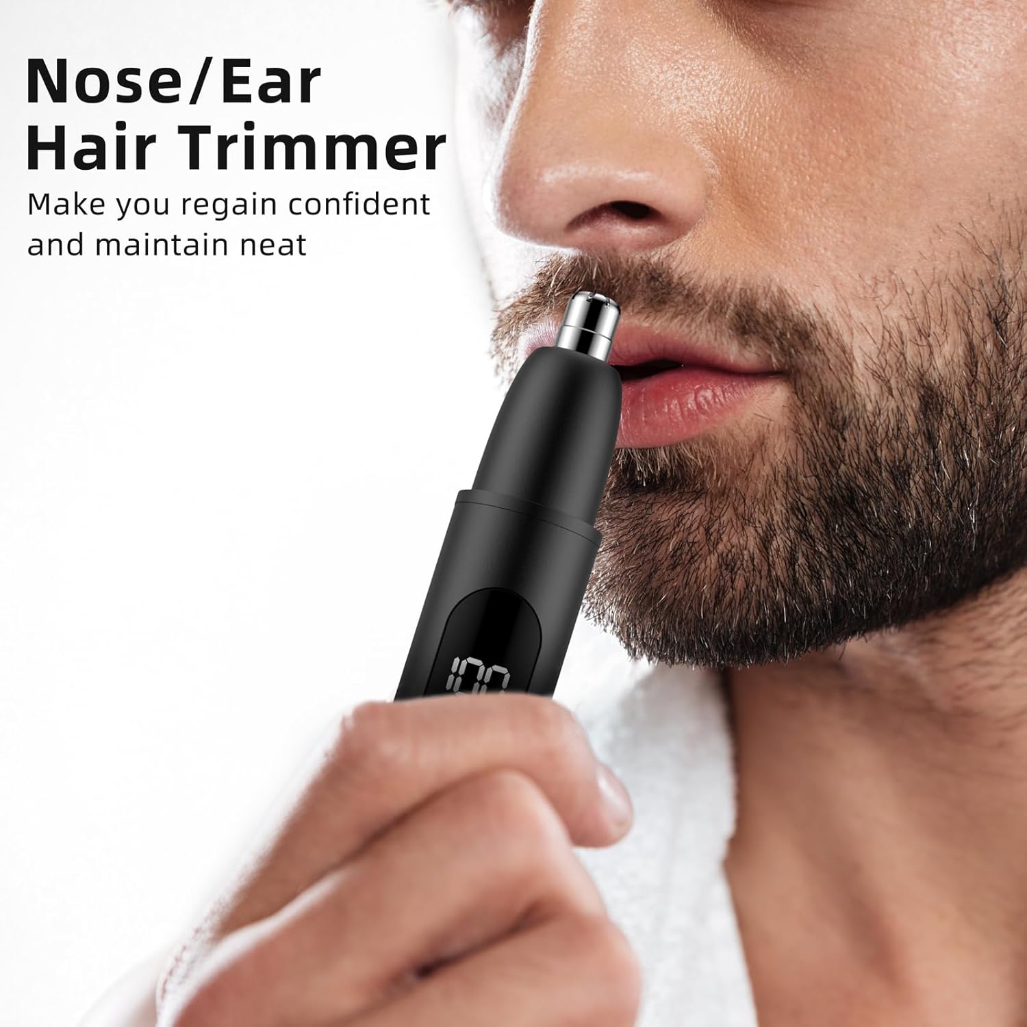 Thumbnail 1 de Nose Hair Trimmer – Rechargeable cordless nose and eyebrow trimming tool with LED light and dual-edge blades