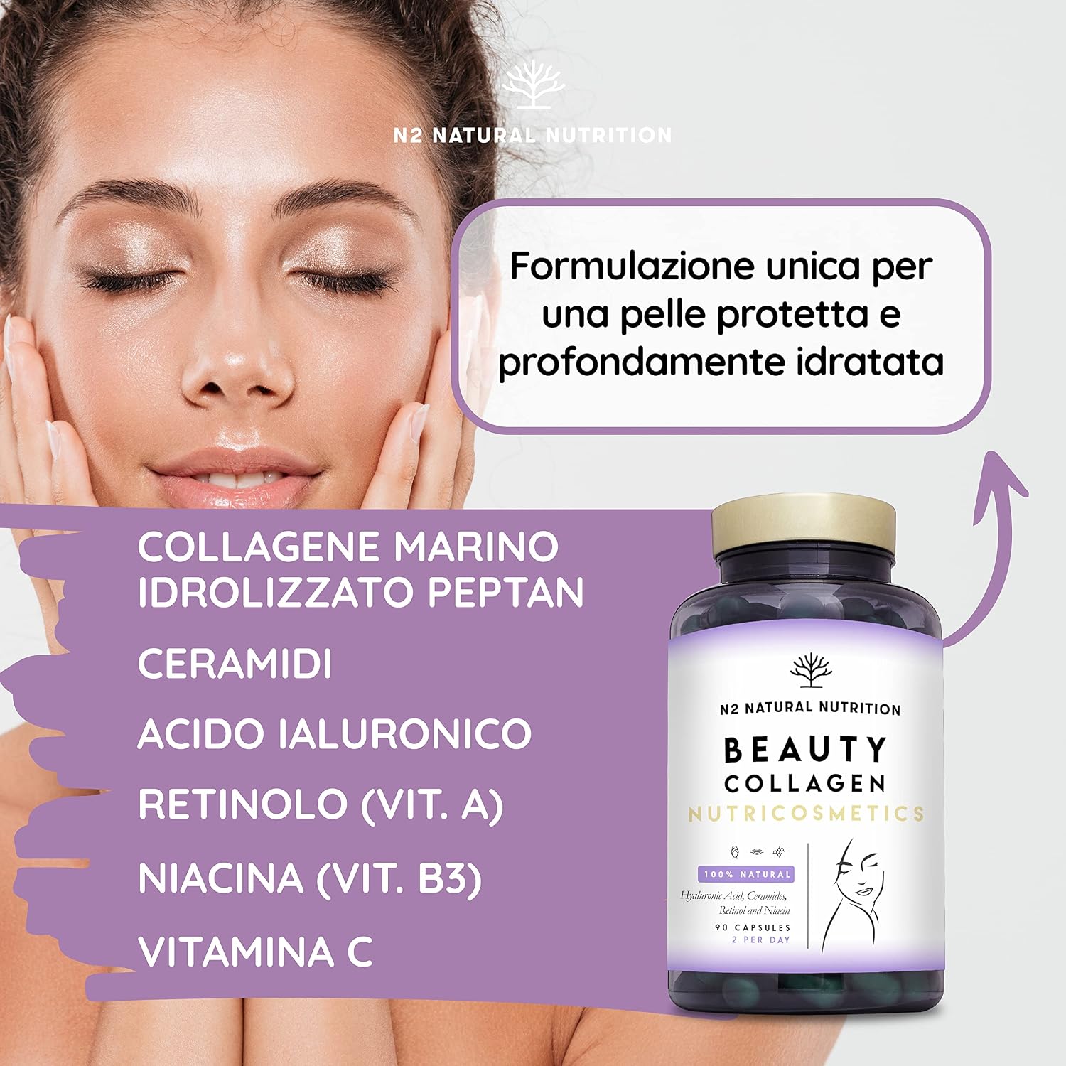 Detalle de N2 Natural Nutrition Collagene marino 90 capsule