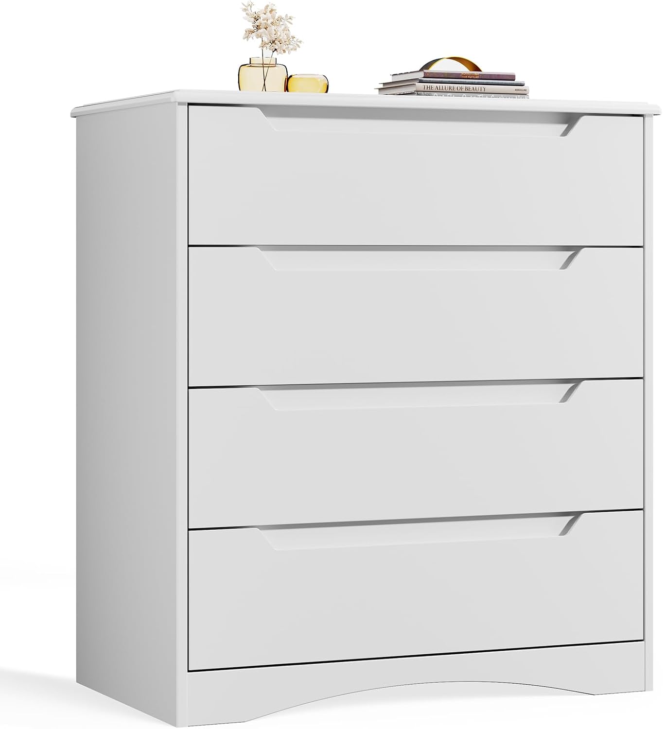 Detalle de Bealife AP22-EU commode met 4 laden, witte MDF-kast met kantelbeveiliging