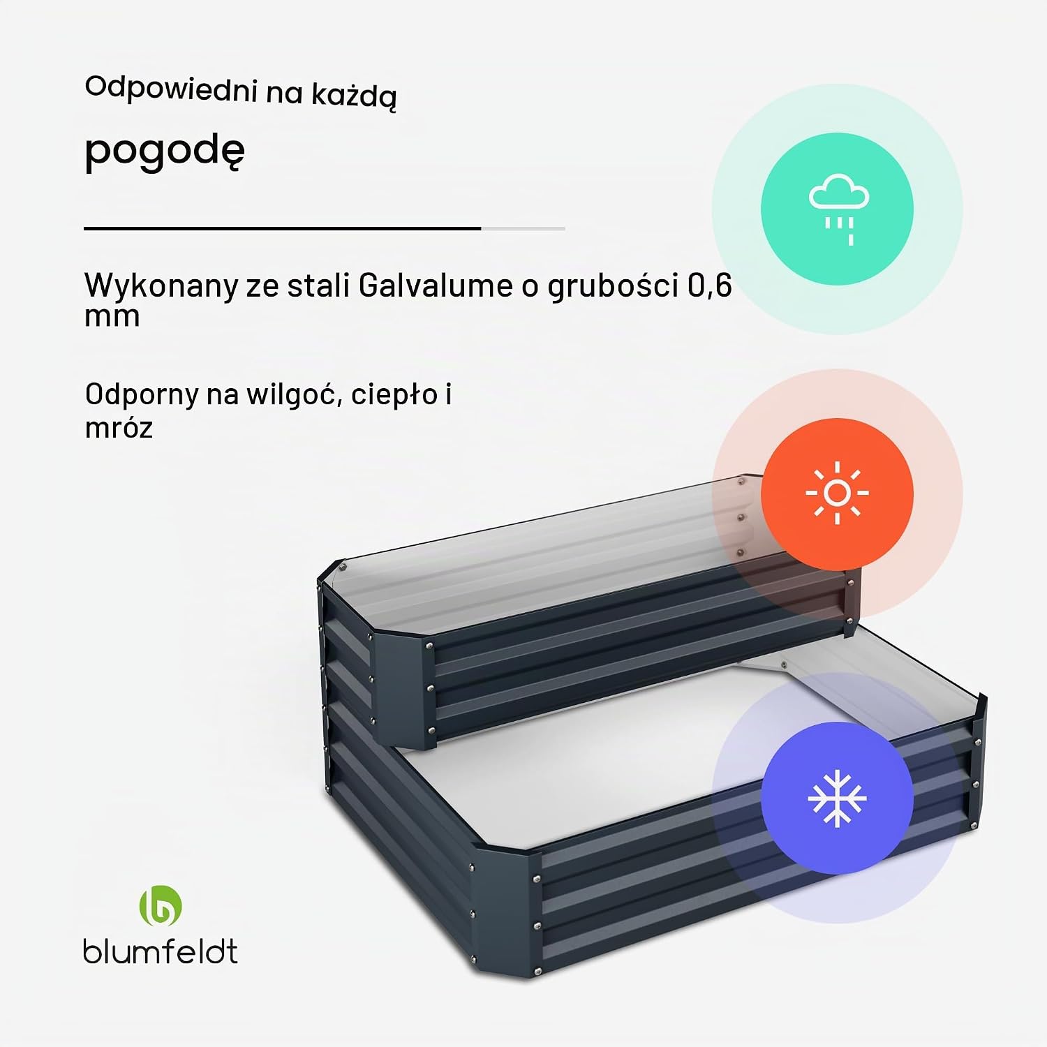 Detalle 2 de blumfeldt High Grow – podwyższona grządka 120 × 90 cm, 2 poziomy, stal