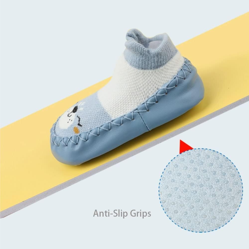 Thumbnail 3 de FedMois 3 Pairs Baby Non-Skid Indoor Slipper Shoes Socks with Leather Sole