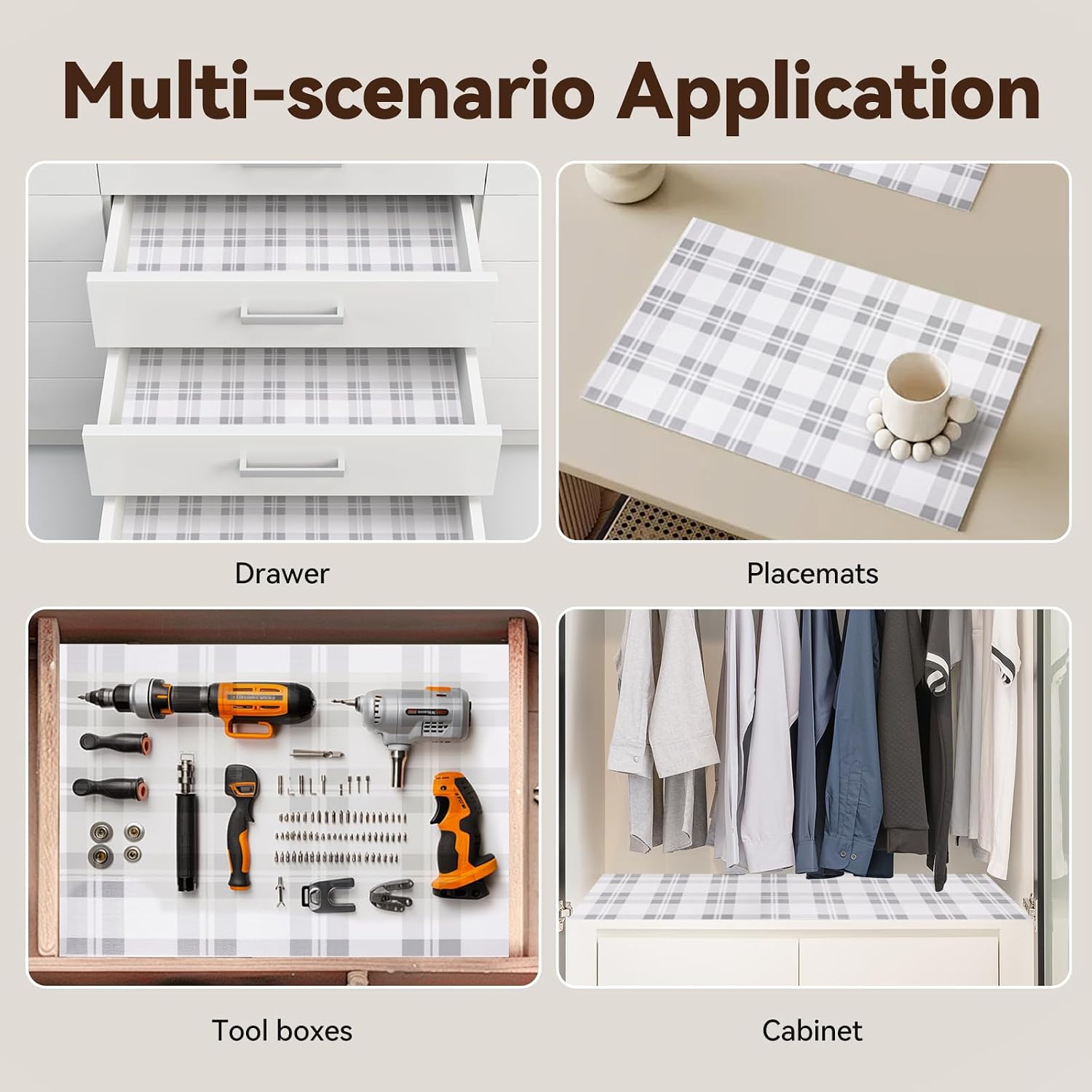 Thumbnail 6 de Drawer Shelf Liner for Kitchen Cabinets (Grey, 12 in x 10 ft)