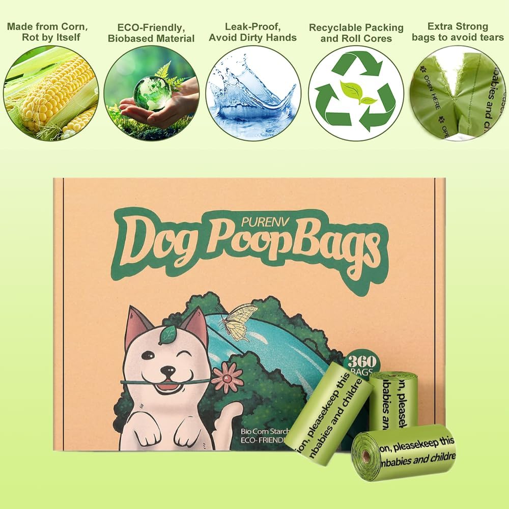 Detalle 2 de PURENV 360 Stück Hundekotbeutel biologisch abbaubar Lavendel Duft