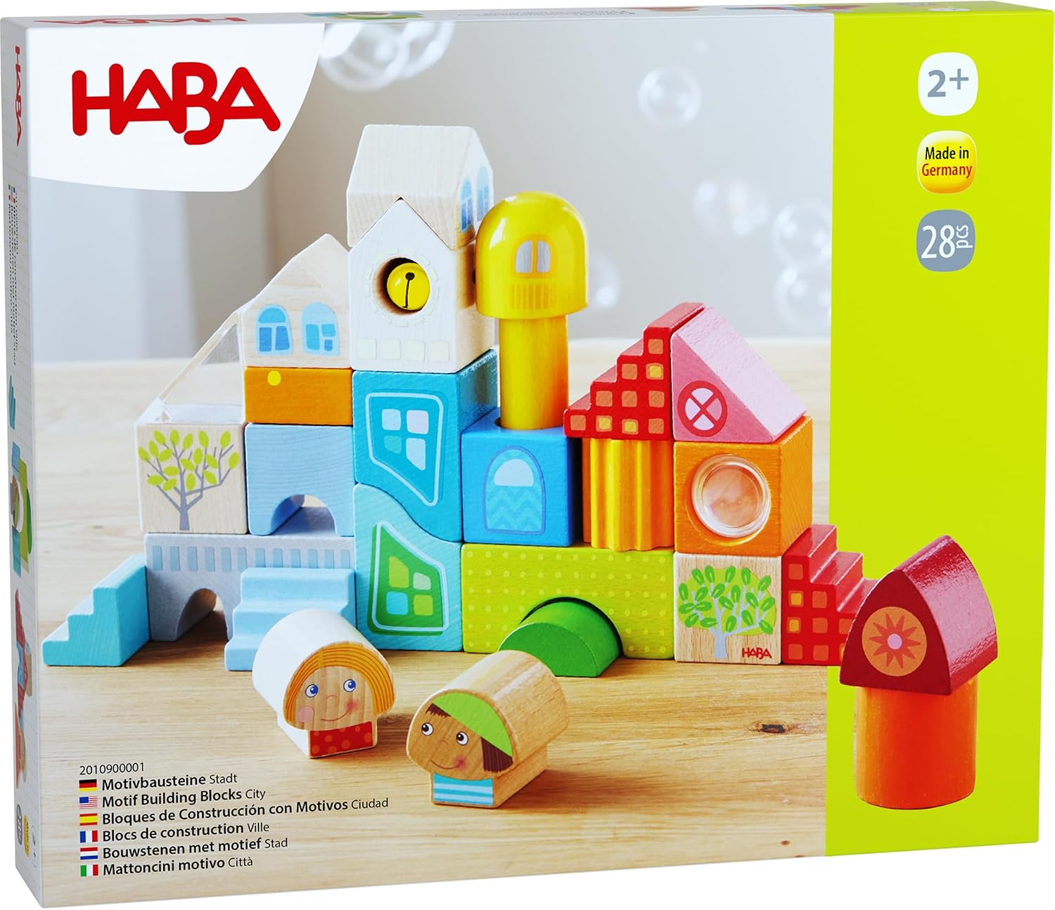 Detalle de HABA 2010900001 – drewniane klocki miejskie, 28 kolorowych elementów