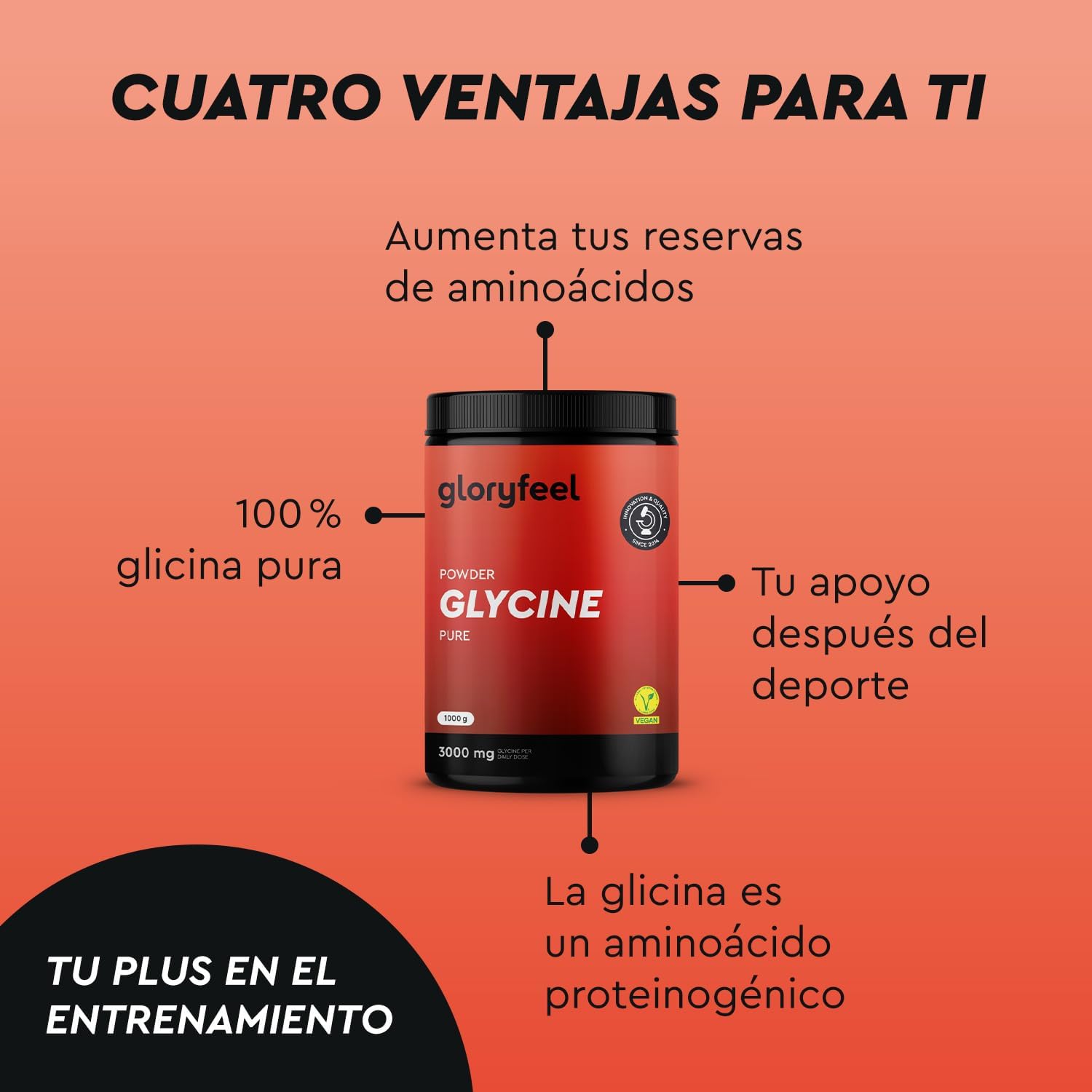 Detalle 2 de Glicina en polvo 1000g 🌿 Alta dosis, pura y vegana
