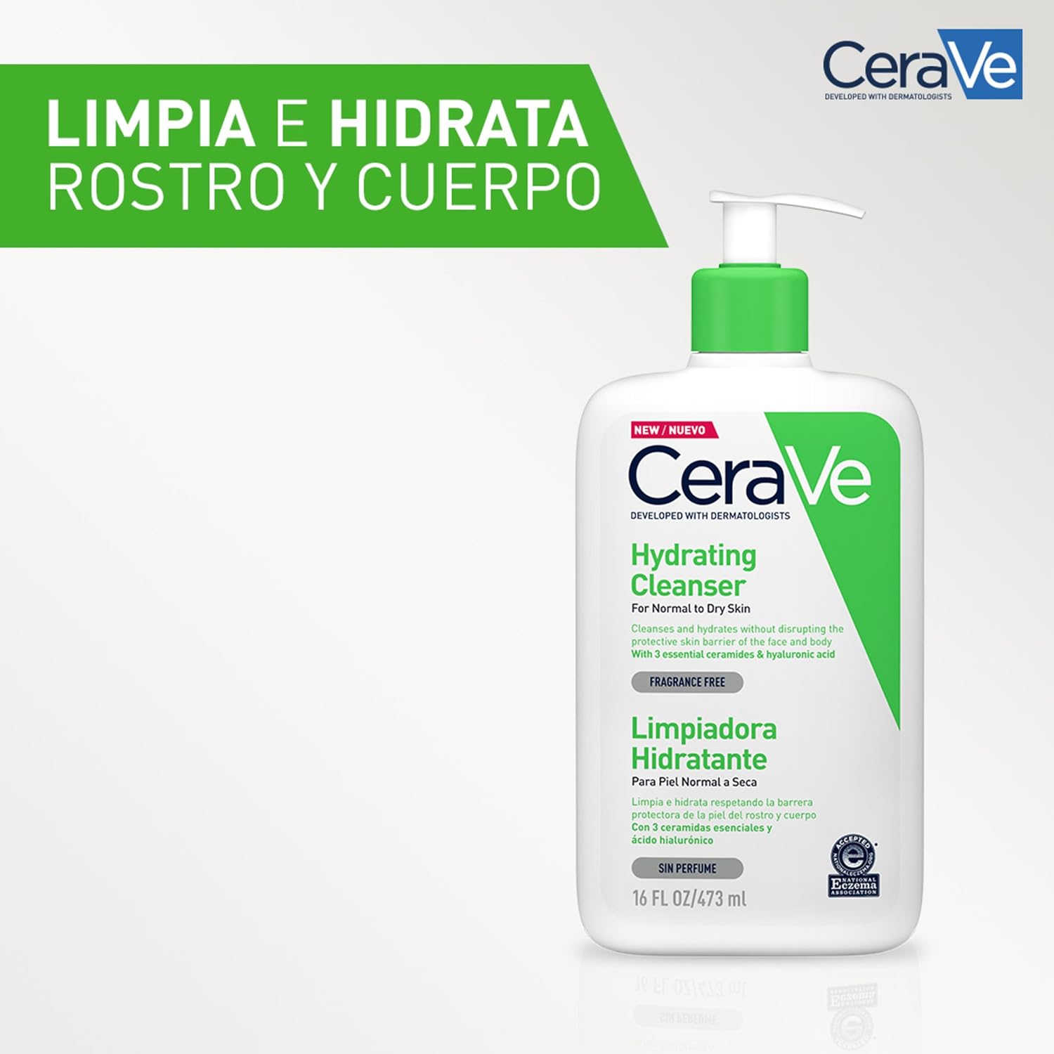 Detalle de CeraVe Hydrating Cleanser Gel limpiador hidratante en crema 473 ml