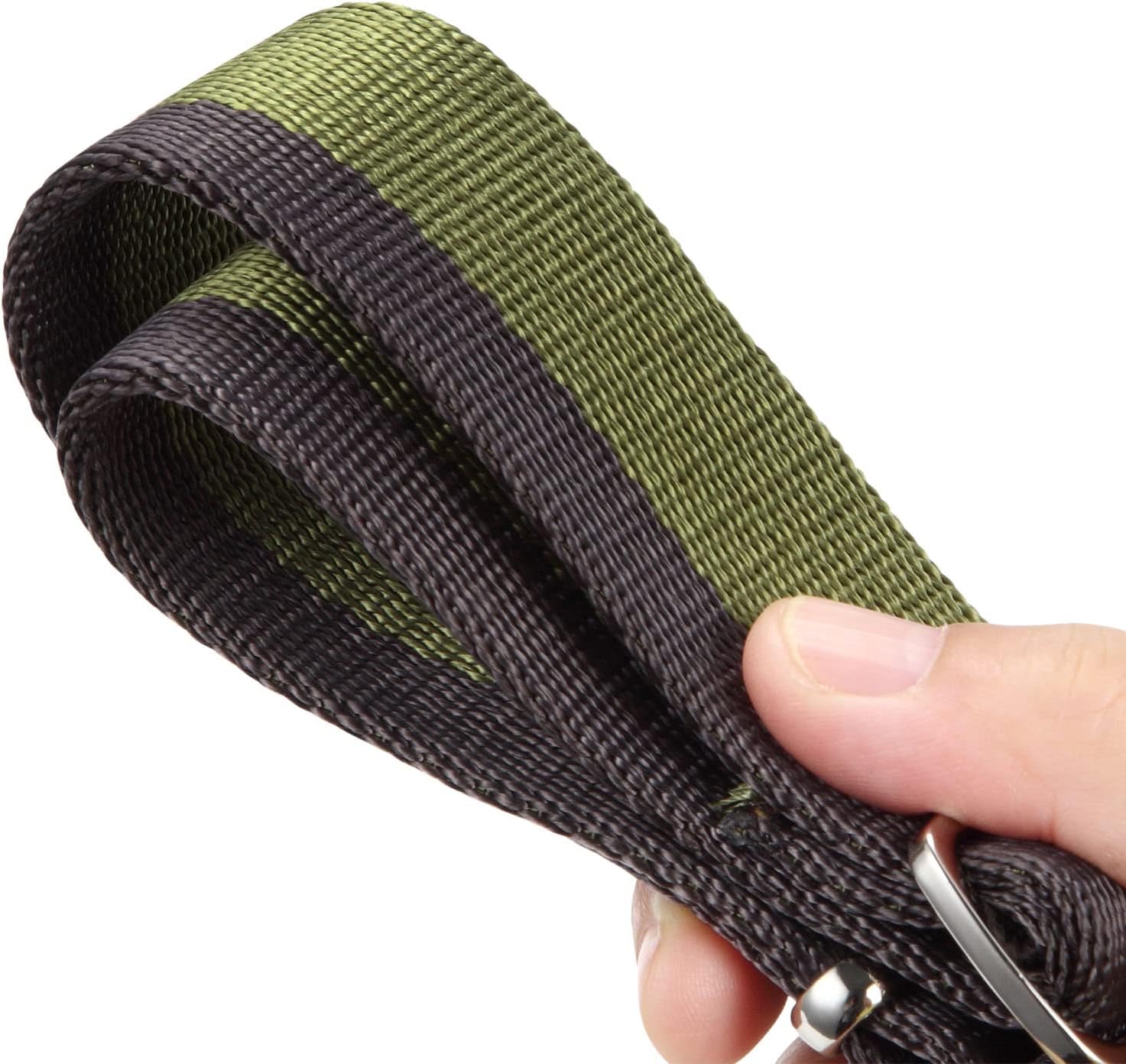 Detalle de Dazzber Martingale Collar – 4cm Wide, Extra Strong Nylon No-Pull Dog Collar (Large, 43–66 cm) in Military Green with 2-Colour Stripe