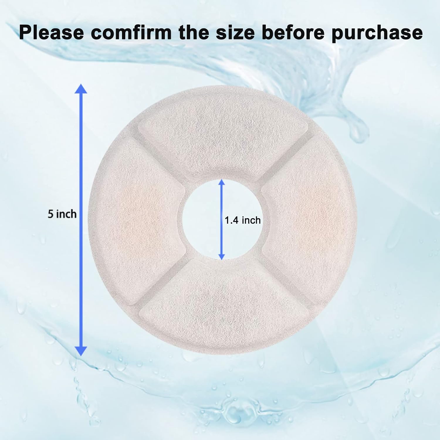 Detalle de Cirfifth 12 Pack Cat Water Fountain Filters with Triple-Layer Filtration