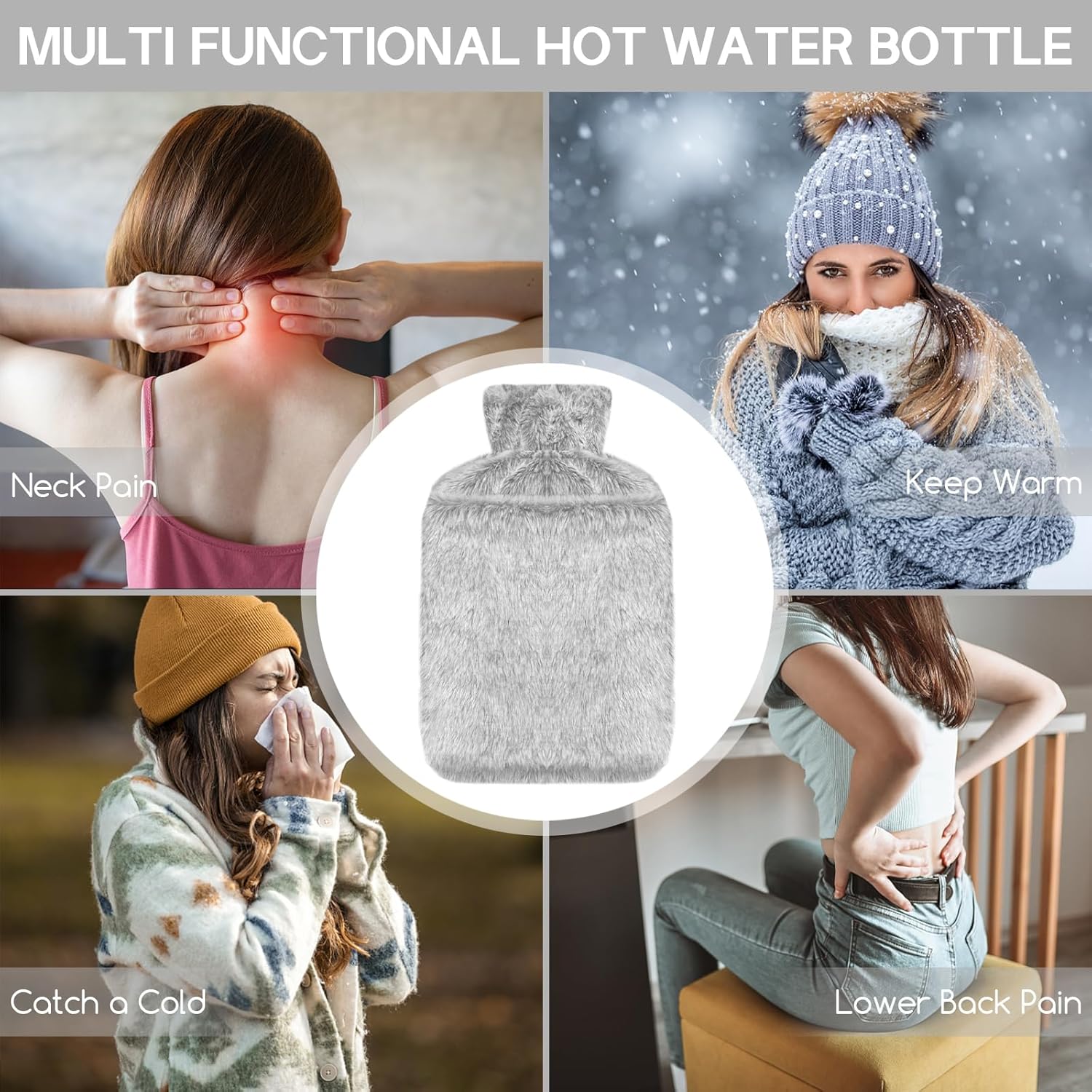 Thumbnail 6 de Jsdoin Hot Water Bottle 2L with Faux Fur Cover