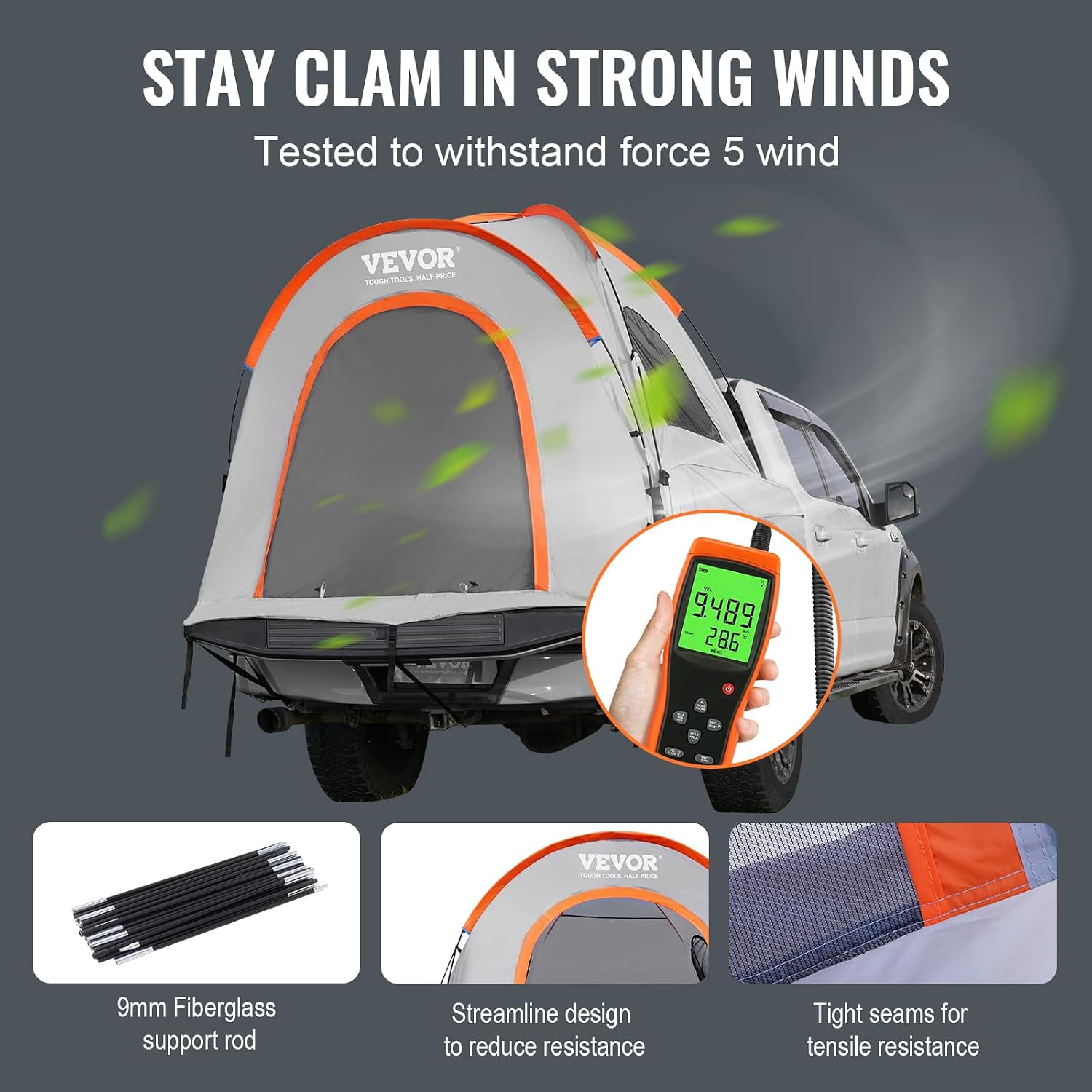 Detalle de VEVOR Truck Bed Tent for 6.4–6.7-Foot Beds