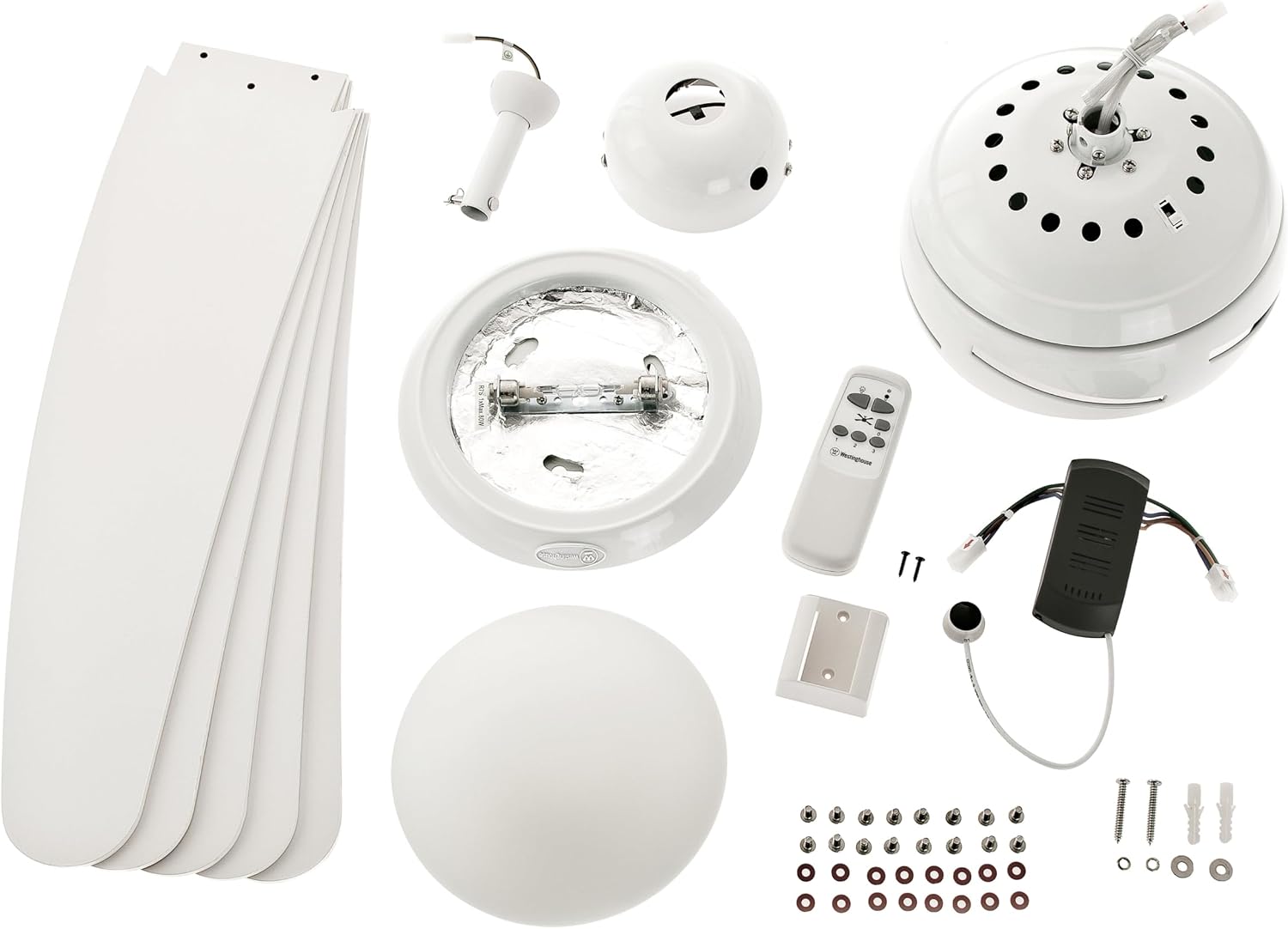 Thumbnail 2 de Westinghouse Lighting Bendan – wentylator sufitowy, metalowy, białe łopatki, 132 × 132 × 36 cm
