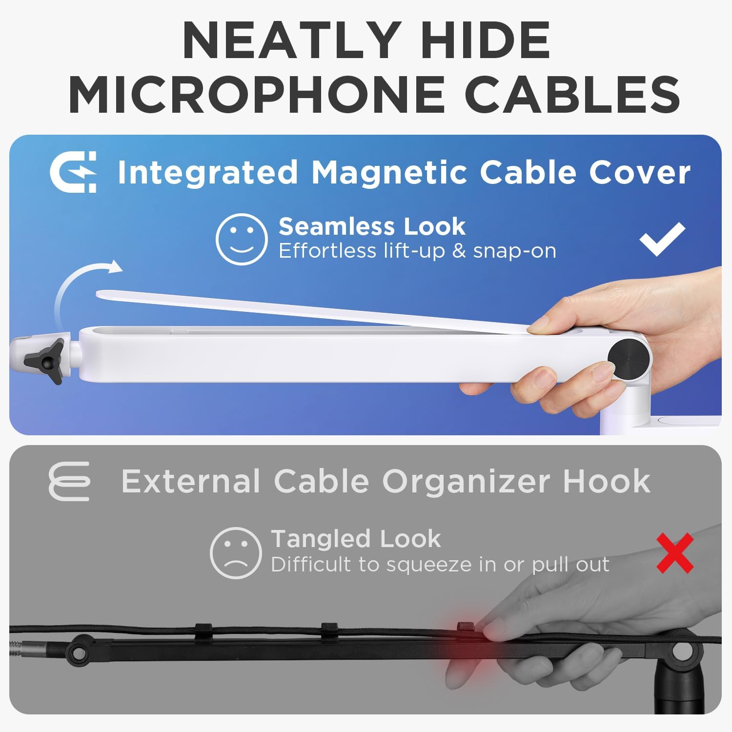 Thumbnail 3 de InnoGear LP98W Low-Profile Microphone Boom Arm, White, Magnetic Cable Channel