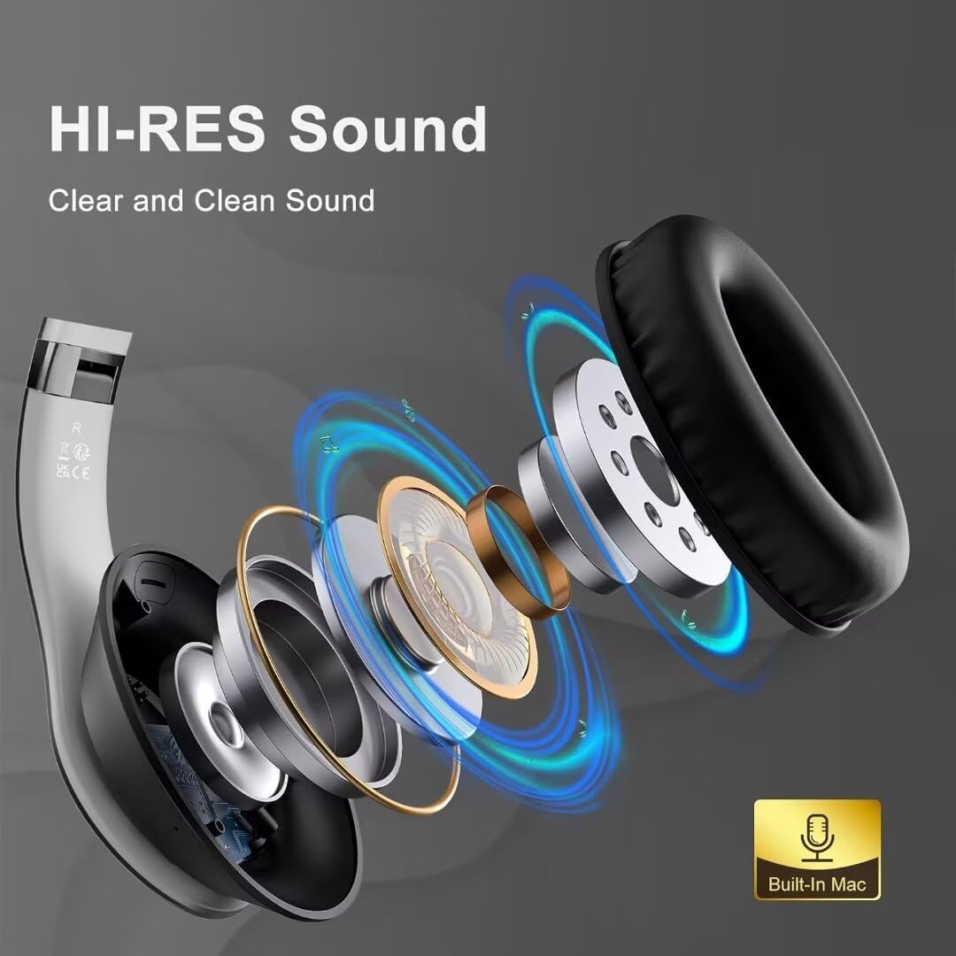 Detalle 2 de Glynzak WH207A Over-Ear Bluetooth Headphones, 65-Hour Playtime, 6 EQ Modes
