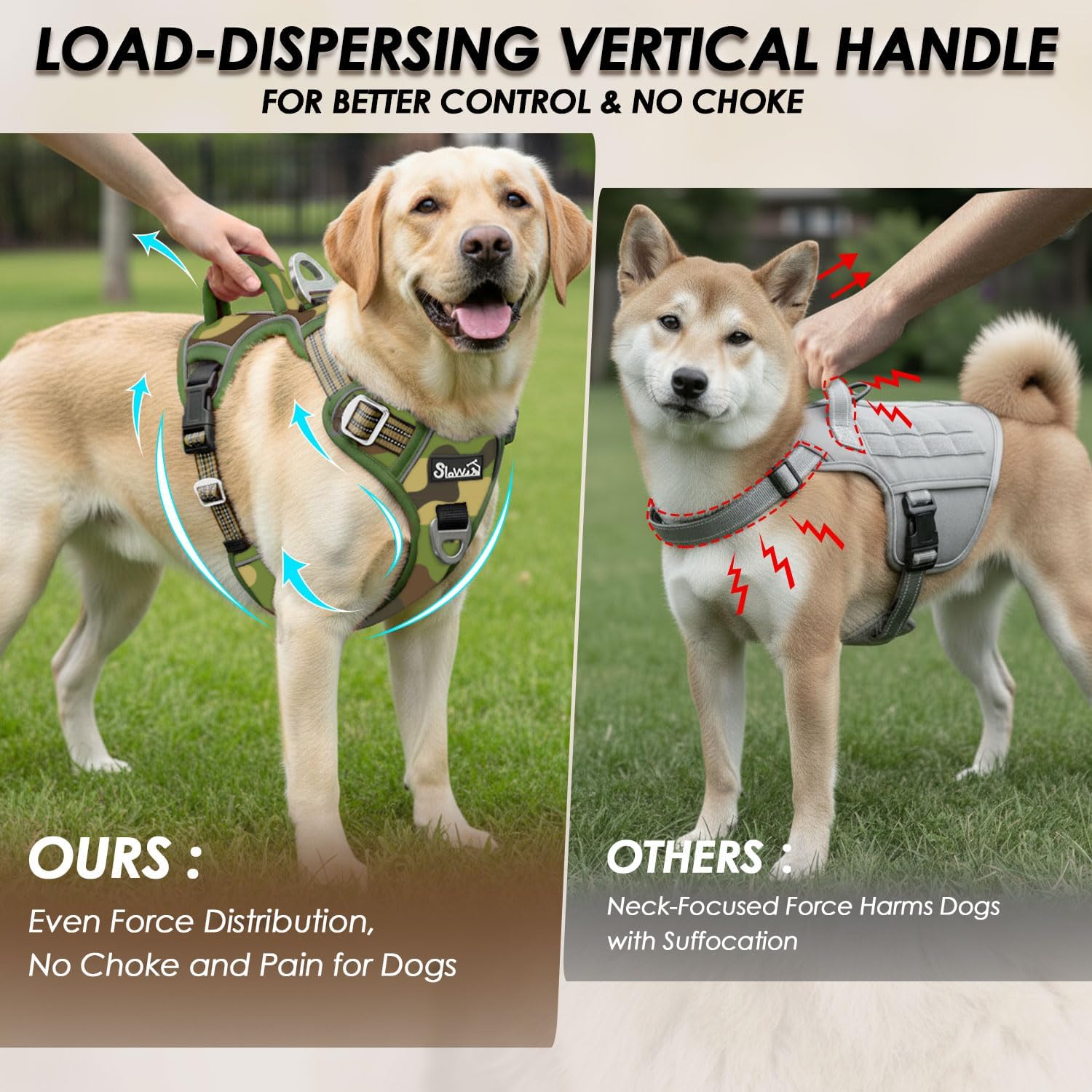 Detalle 2 de Eyein Large Dog Anti Pull Harness with 2 Clips, Adjustable Heavy Duty Vest & Reflective Handle