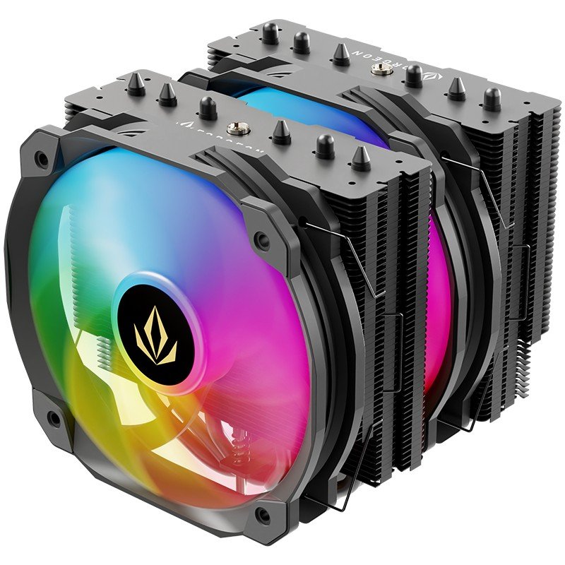 Detalle 2 de Forgeon Windlord ARGB Black 2x140 mm disipador CPU con 6 heatpipes 🖥