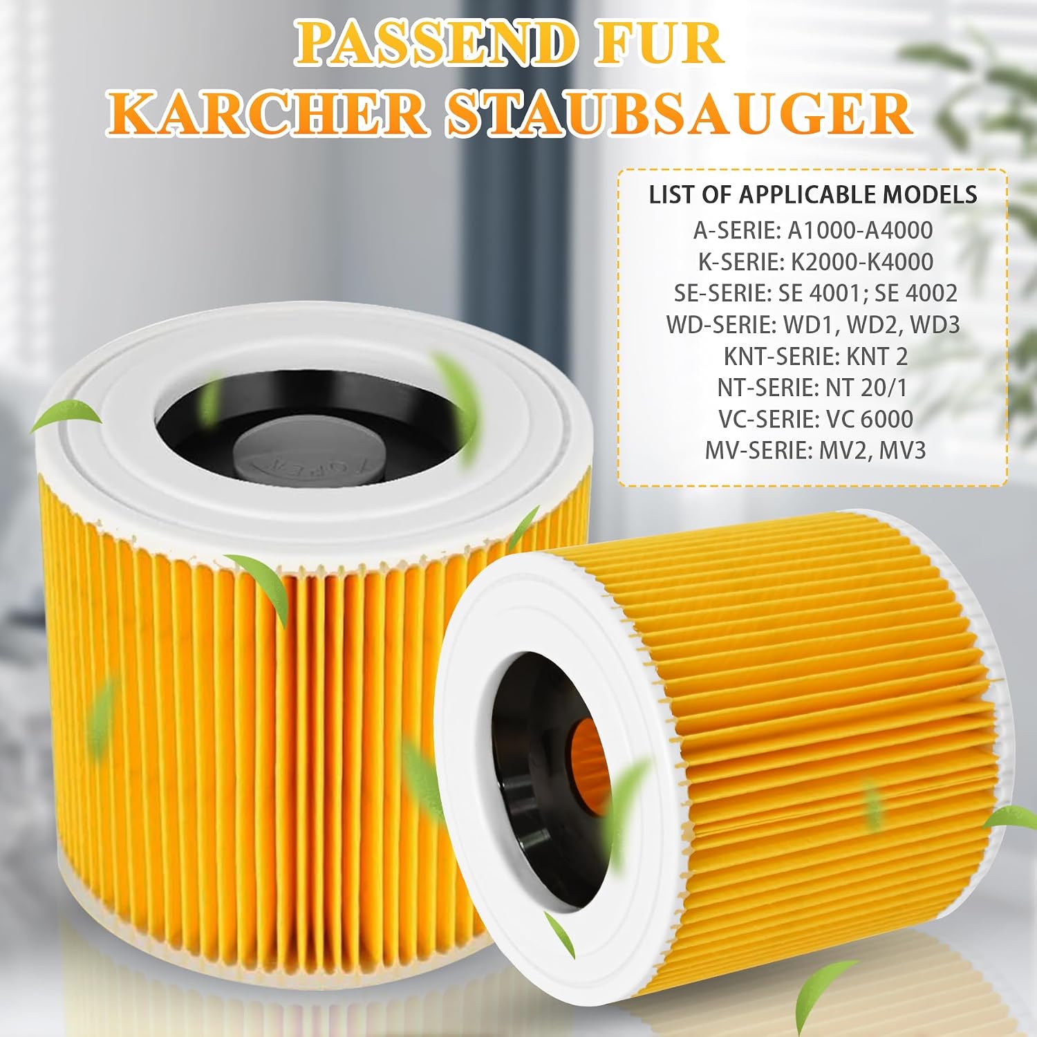 Detalle de ACOMTUO 4 Filtri di Ricambio per Filtro Kärcher WD3 – Compatibili WD3, WD1, WD2, MV3, SE, VC