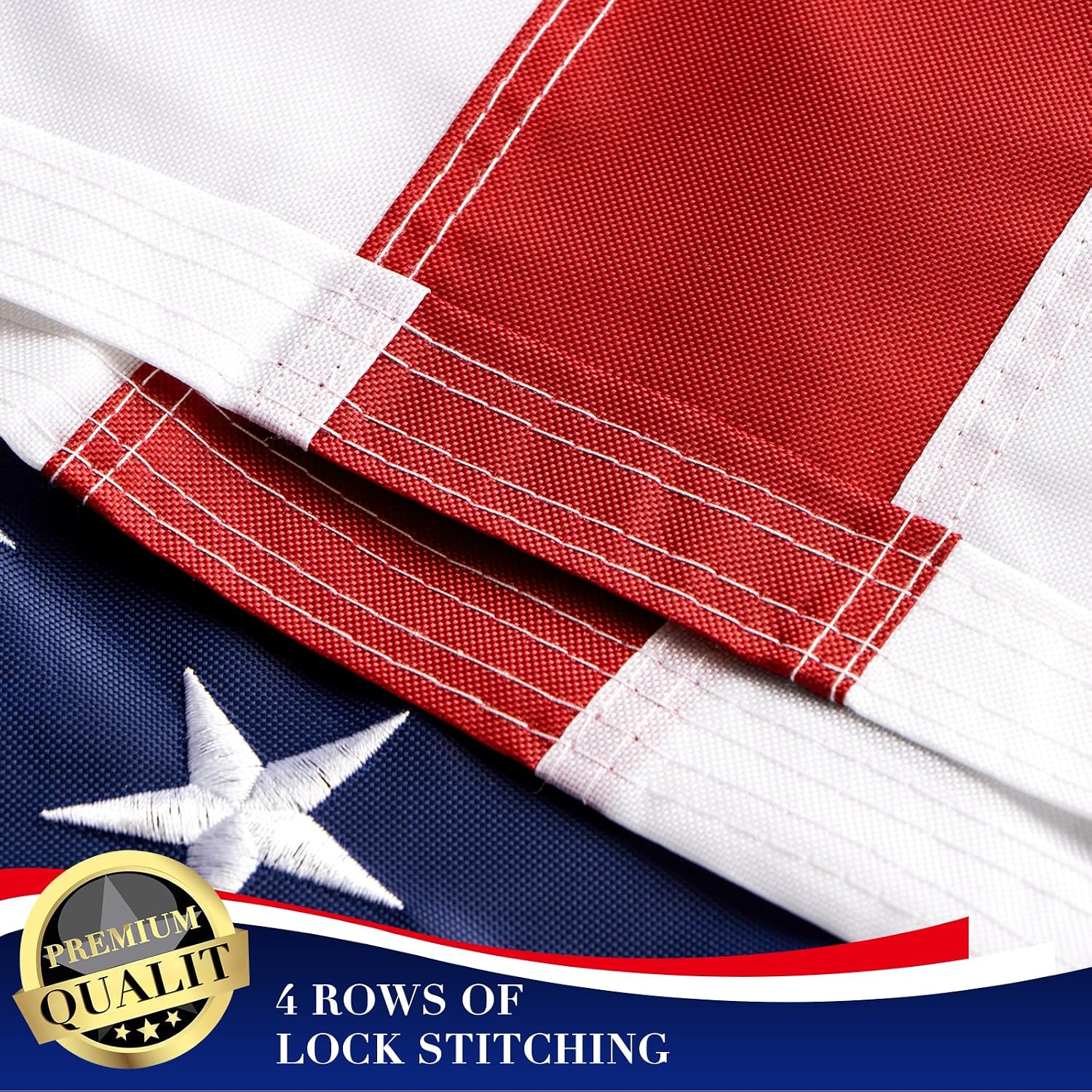 Detalle de Hogeoetom American Flag, 210D Polyester, 2×3, Lock-Stitched with Brass Grommets