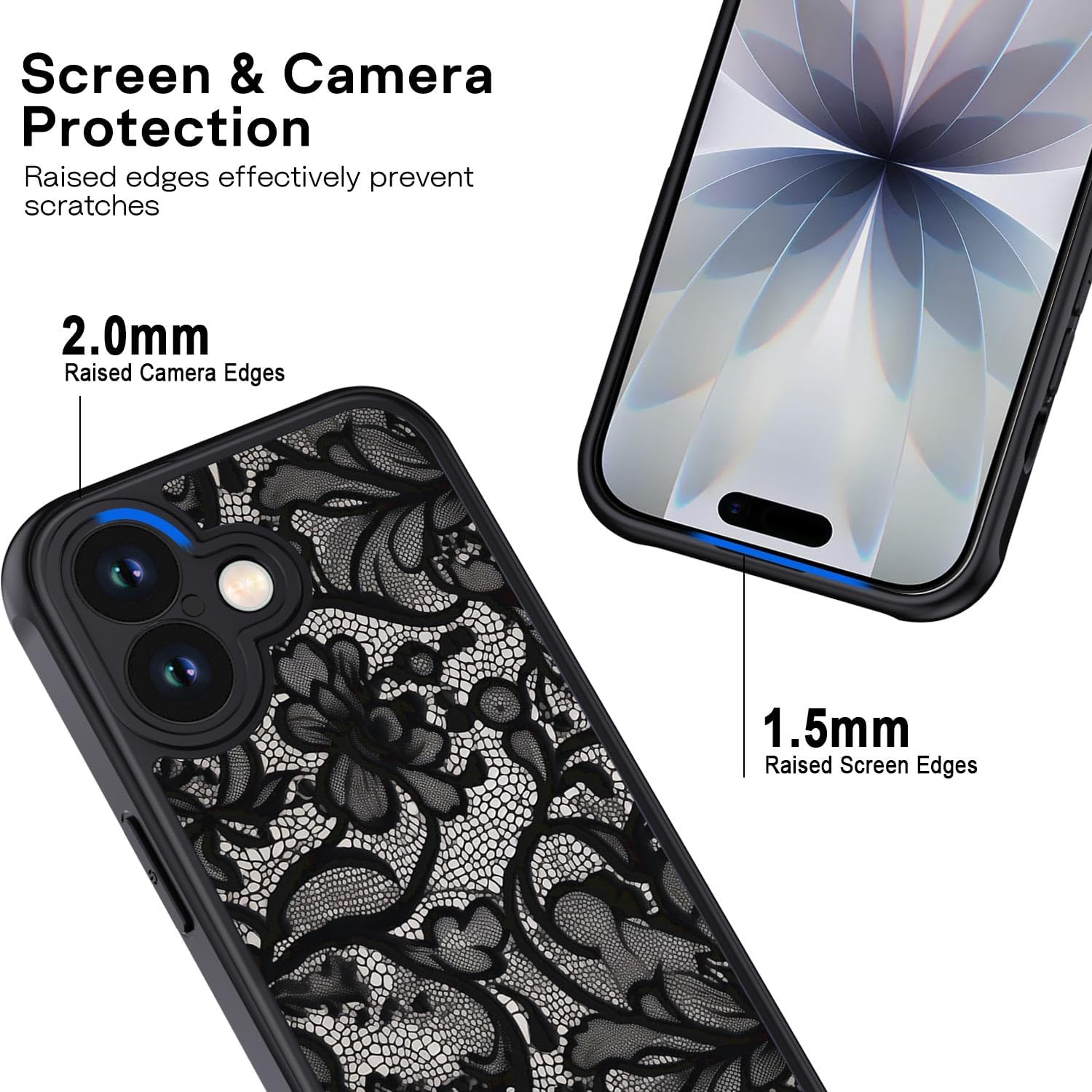 Thumbnail 4 de XTCASE Cover per iPhone 17 - Custodia Aesthetic Vintage Pizzo Opaca, Ultra Sottile in TPU Morbido e Retro PC Rigido