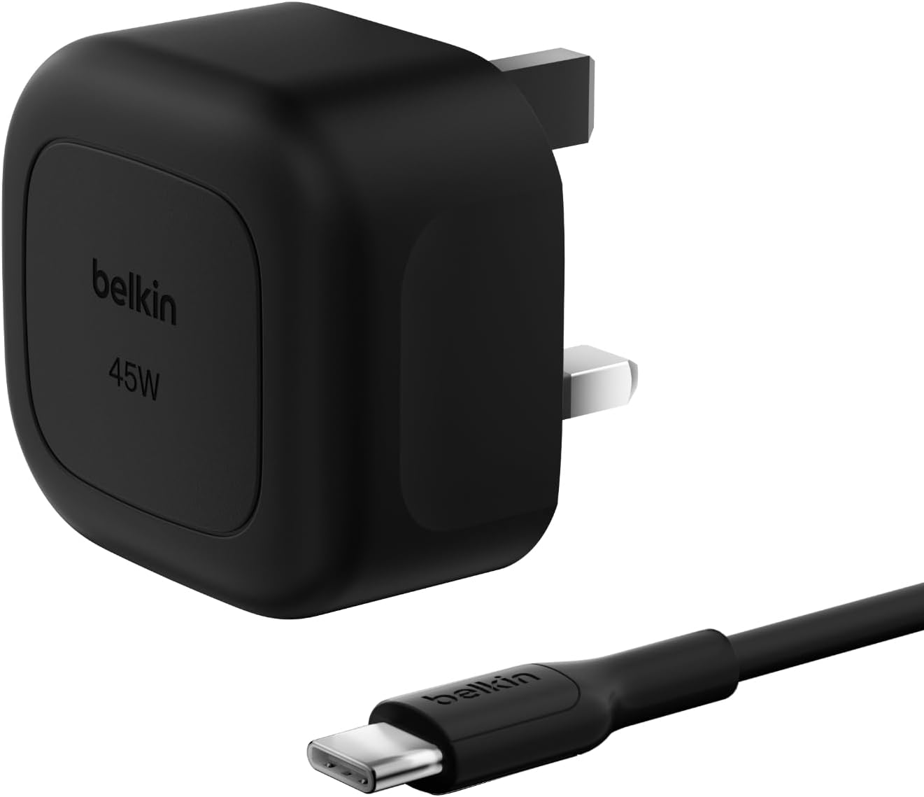 Detalle de Belkin Compact Wall Charger 45W + USB-C to USB-C Cable: Fast, versatile charging in a compact package