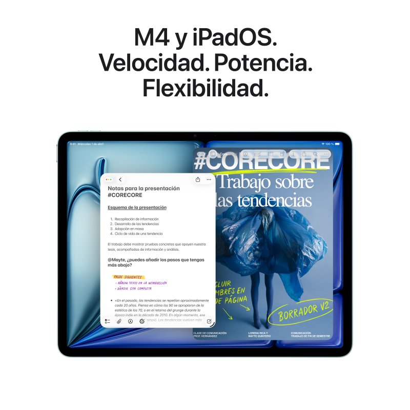 Detalle de Apple iPad Air M4 2026 WiFi 13" 1TB Púrpura — potencia para creadores en una tablet de uso profesional
