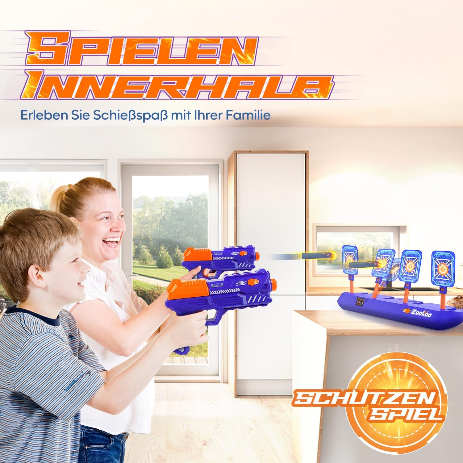 Thumbnail 6 de Zookao Kinder-Spielzeugpistole mit automatischen Zielscheiben & digitaler Trefferanzeige (blau)