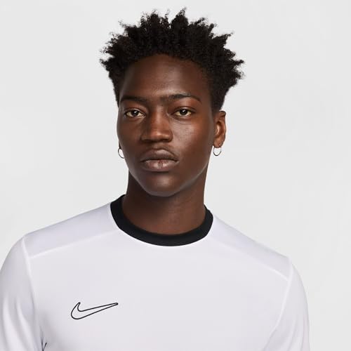 Detalle de Nike Academy 25 Haut de Foot à Manches Courtes Dri-FIT pour Homme – White/Black/Wolf Grey/Black, FZ9754-100, M