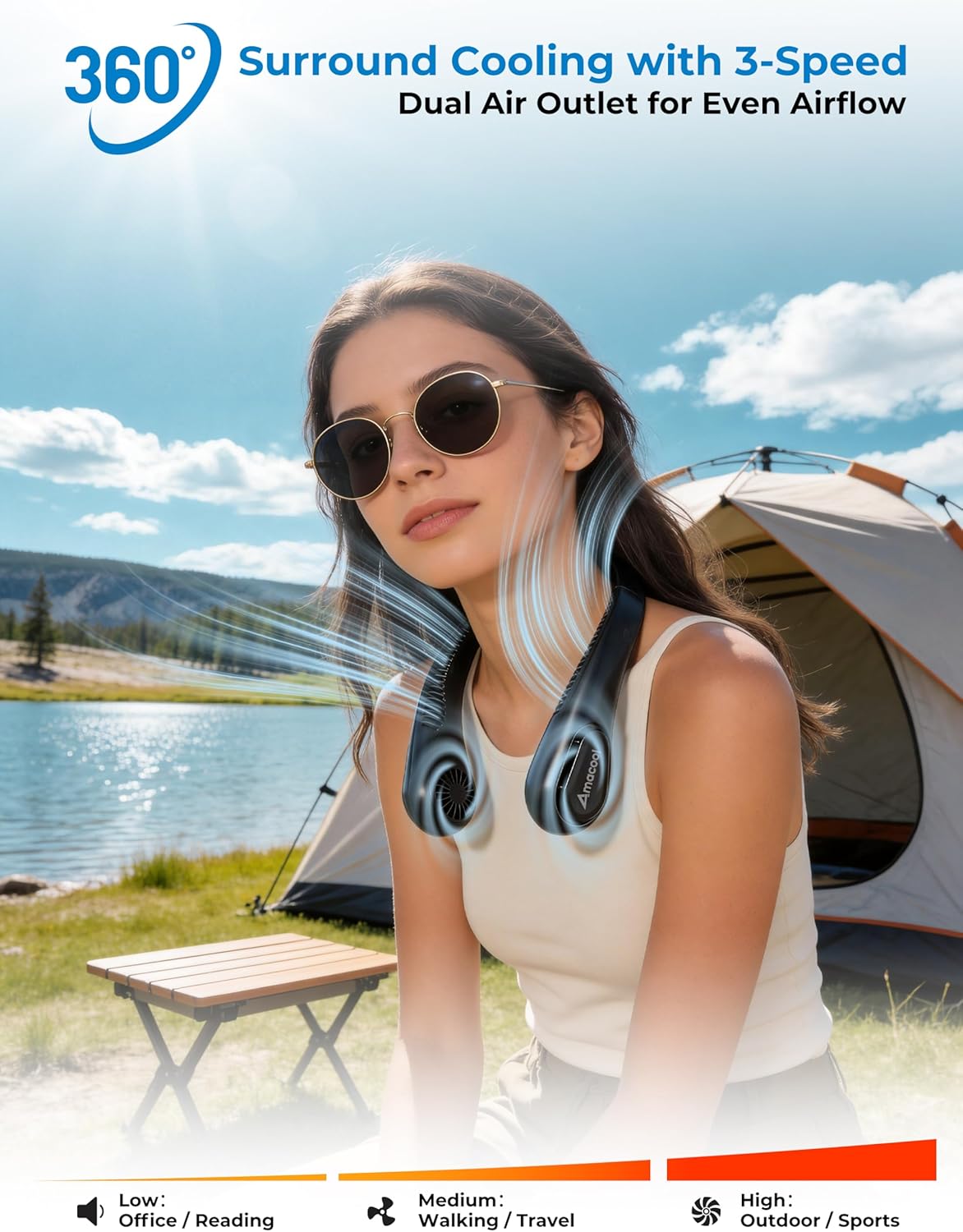 Thumbnail 4 de Bladeless Neck Fan 5000mAh – Portable Wearable Personal Cooling (Black)