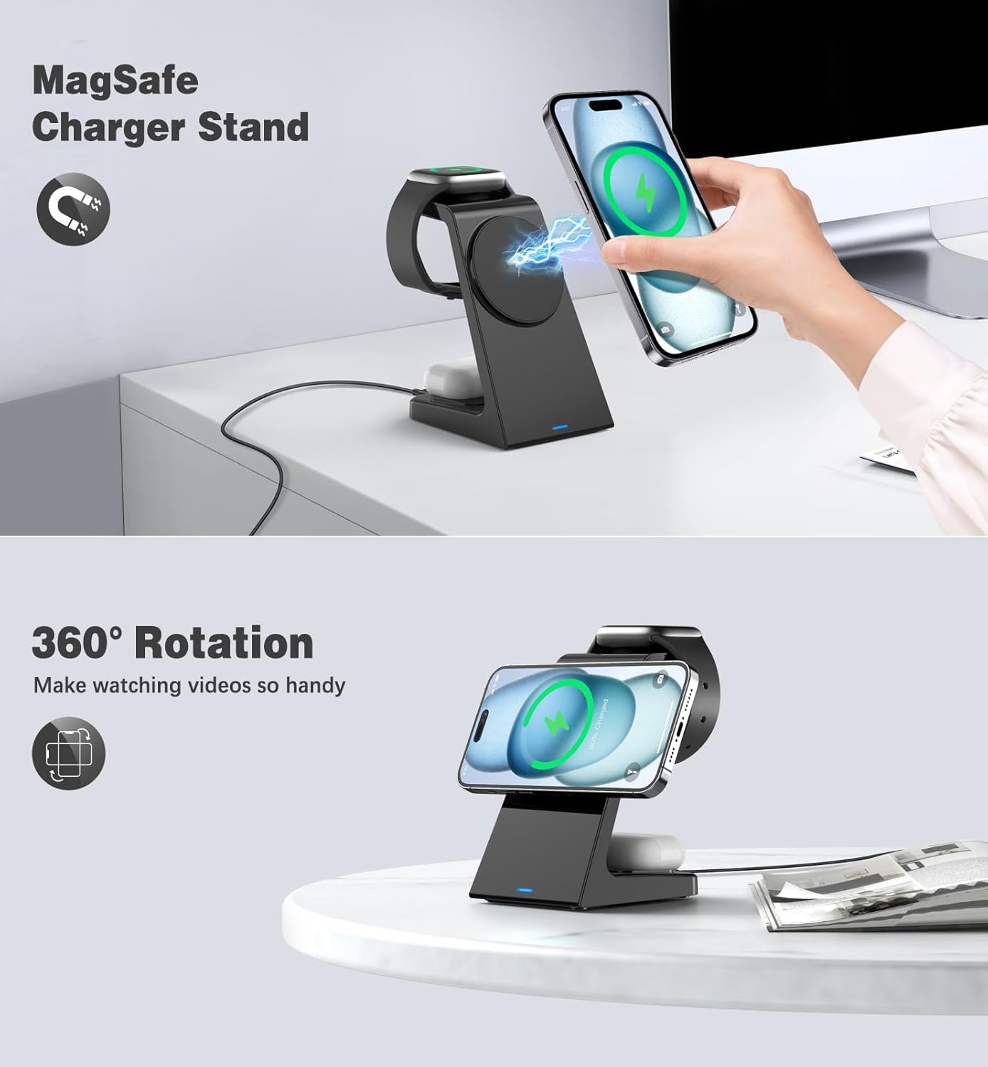 Thumbnail 4 de 3 in 1 Magnetic Wireless Charging Station with 20W Apple Charger Stand