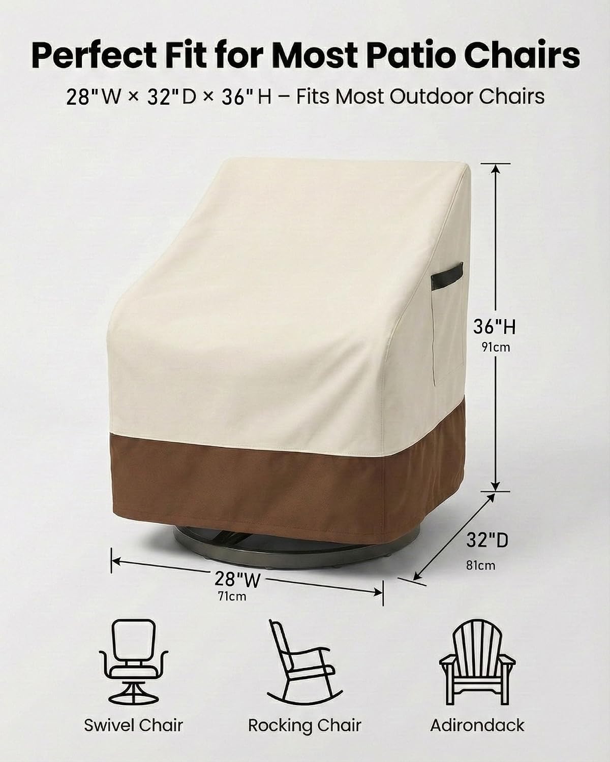 Detalle 1 de Yagvany S-28"W x 32"D x 36"H Patio Chair Covers, 600D Oxford, 2-Pack