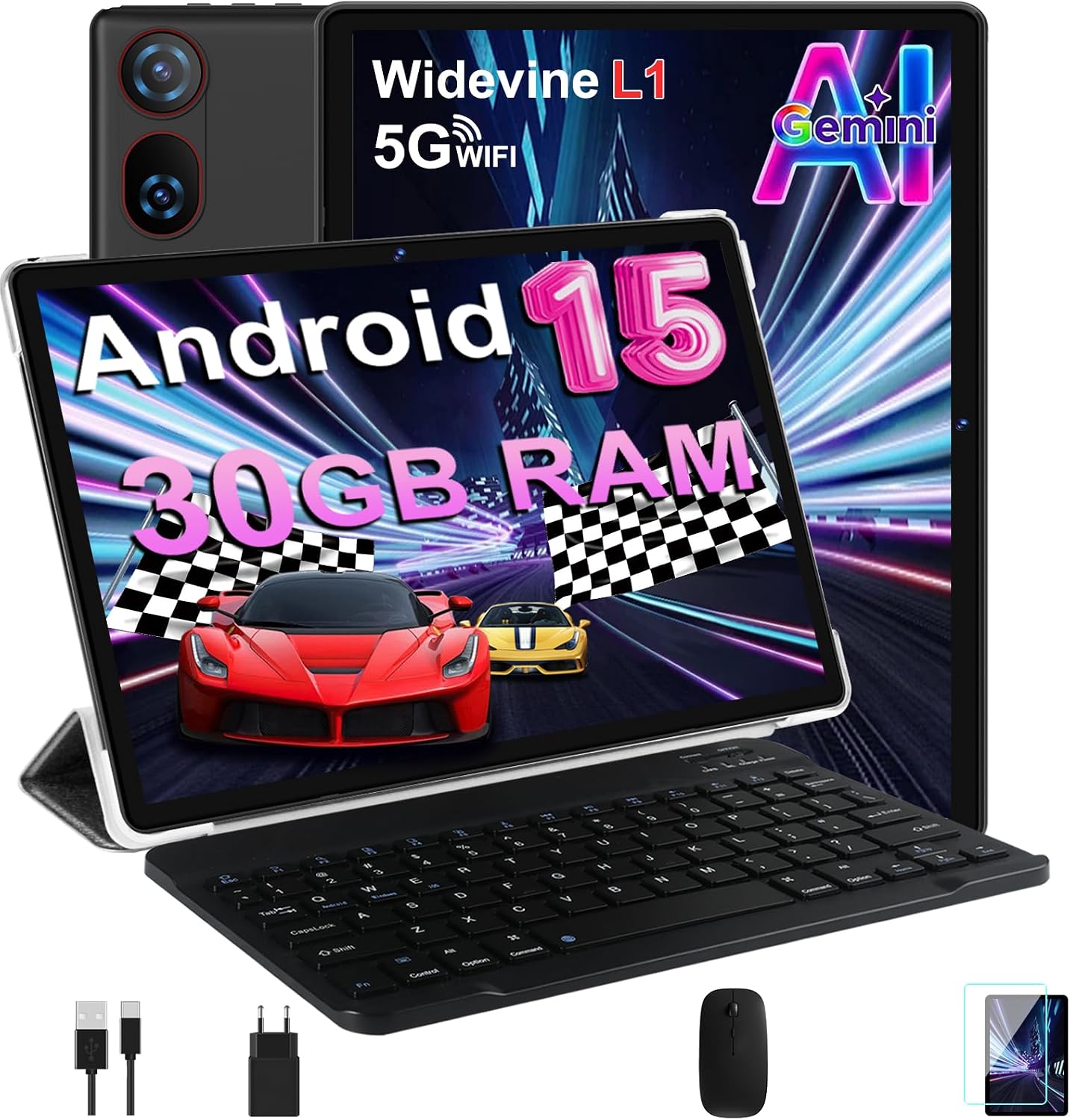 Detalle de DMOAO Tablet 10” Android 15 con 30 GB RAM e 2 TB ROM espandibile – multitasking completo