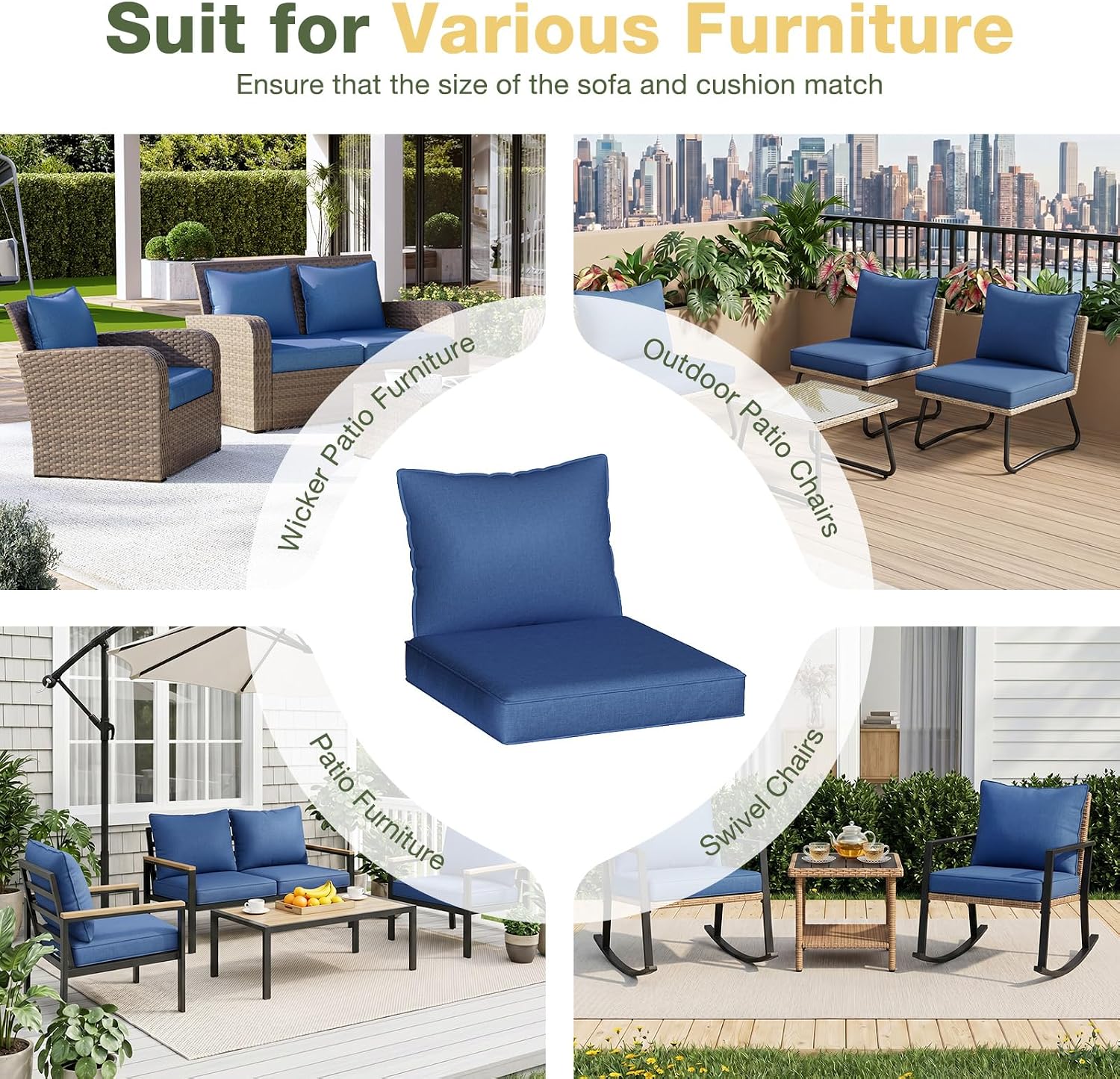 Detalle 2 de Aoxun Outdoor Furniture Cushions, 4-Piece Set