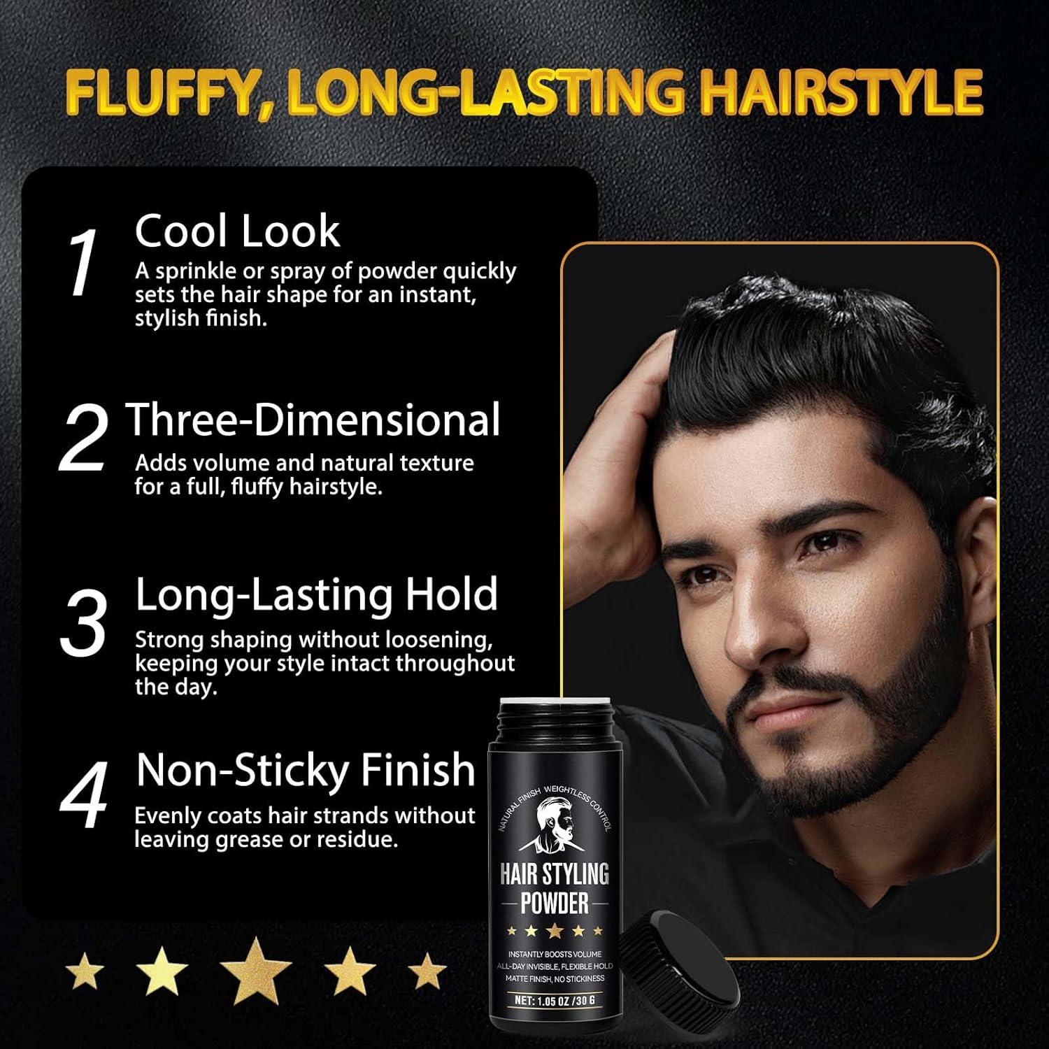 Detalle 2 de Poudre Coiffante Homme 30g – Poudre Texturisante Cheveux, Volume et Texture, Fini Mat