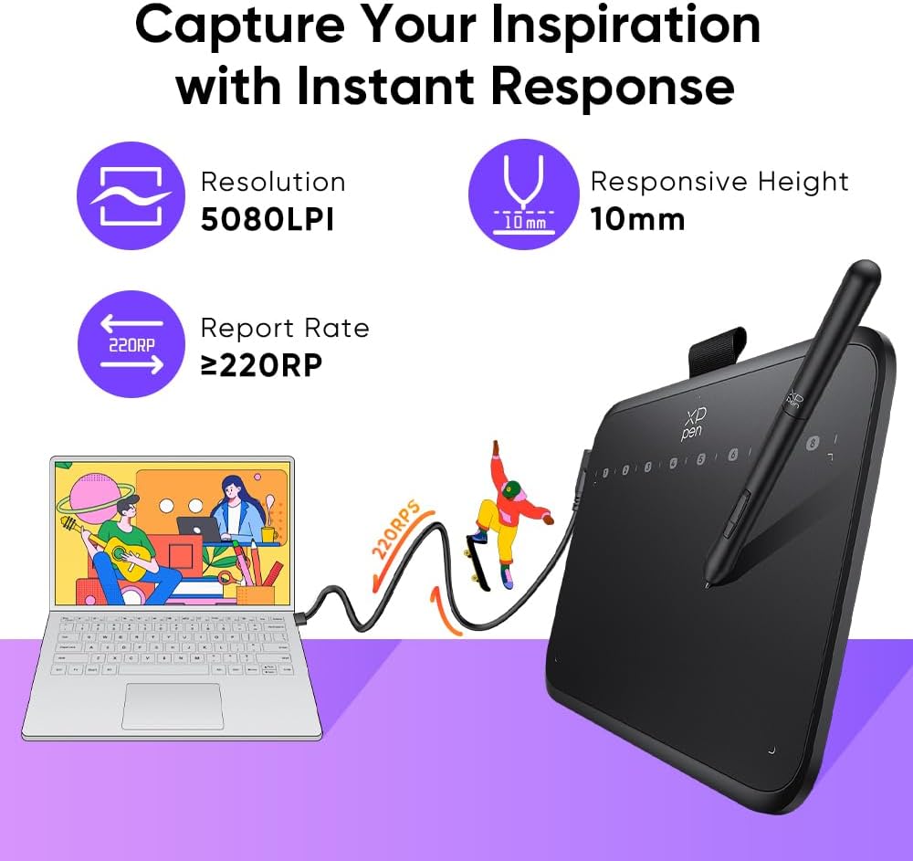 Detalle de XPPen Deco 640 drawing tablet 170 g