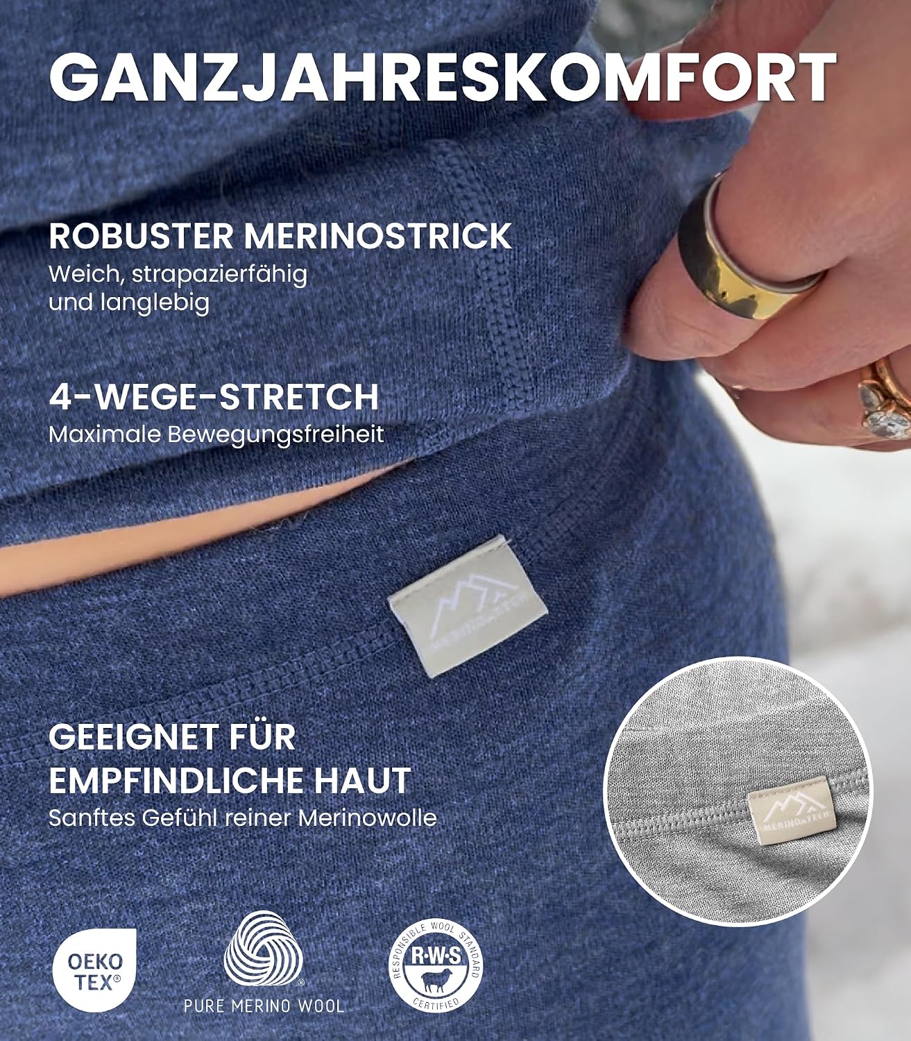 Detalle 2 de Merinowolle Thermounterwäsche Damen 320 g/m²