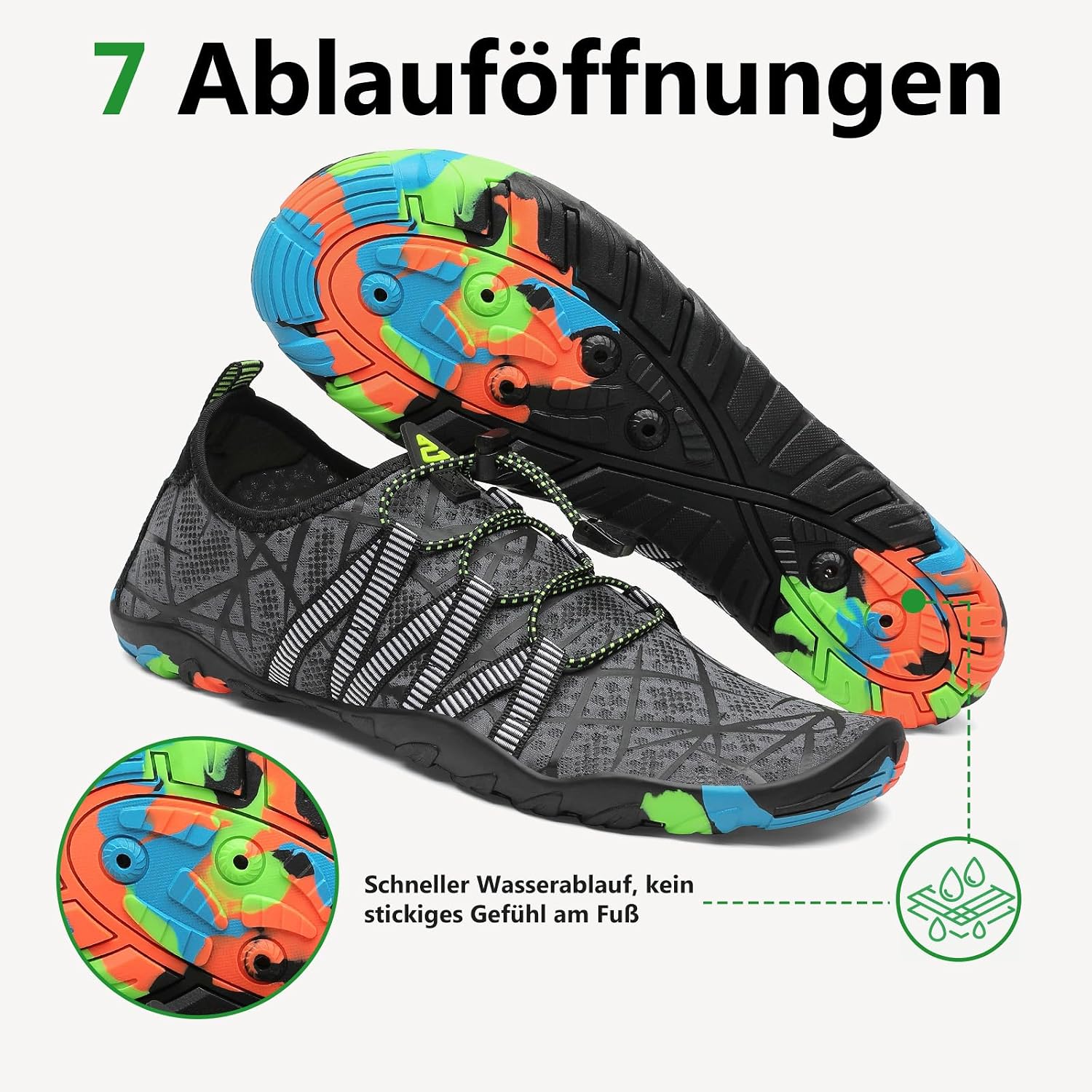Detalle 2 de Saguaro Wasserschuhe für Herren – rutschfest, schnelltrocknend, ideal für Wassersport