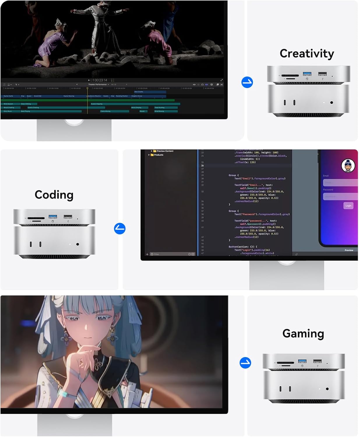 Thumbnail 6 de ORICO MiniMate Extreme Portable SSD 1TB (M4SE) für Mac mini M4 2024 mit Docking-Station