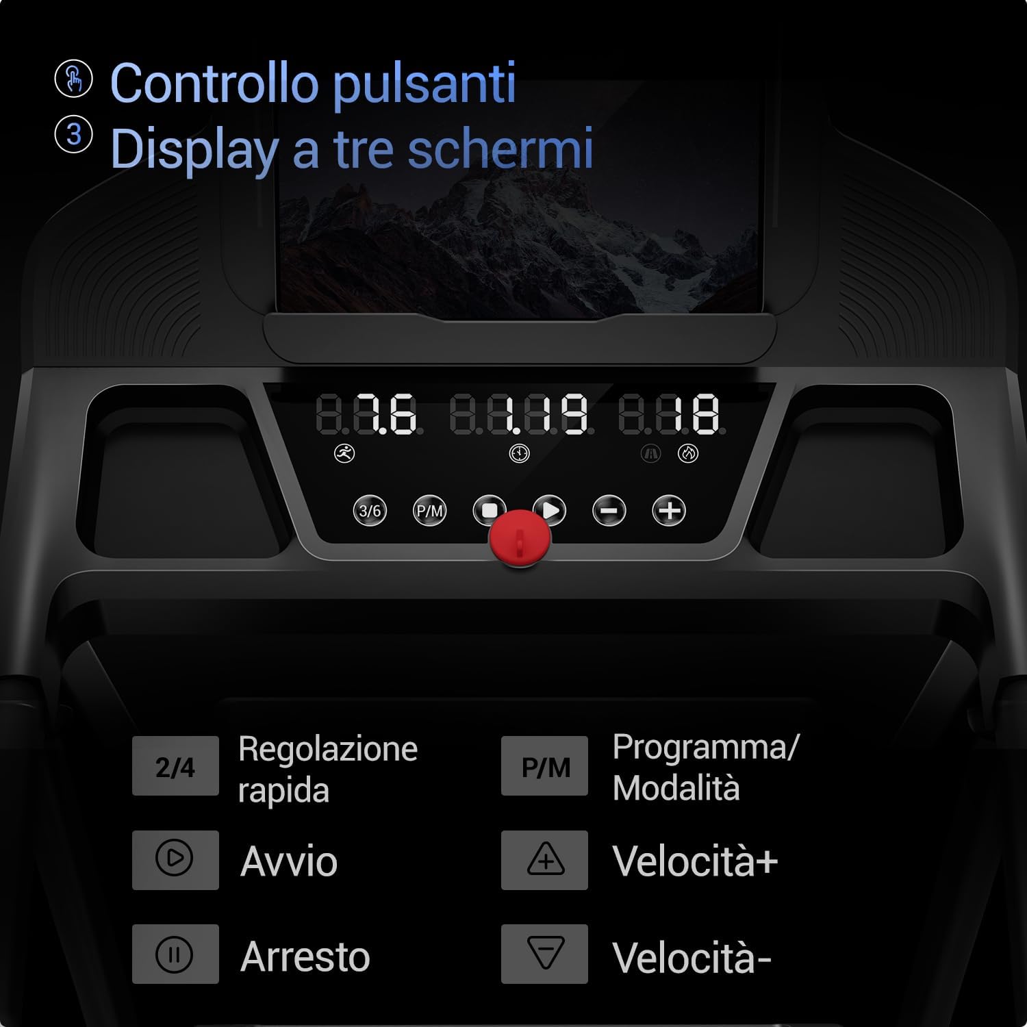 Detalle de UMAY Tapis Roulant Salvaspazio con Inclinazione 15% — Motore 3.0 HP, 97x40 cm, Display LED