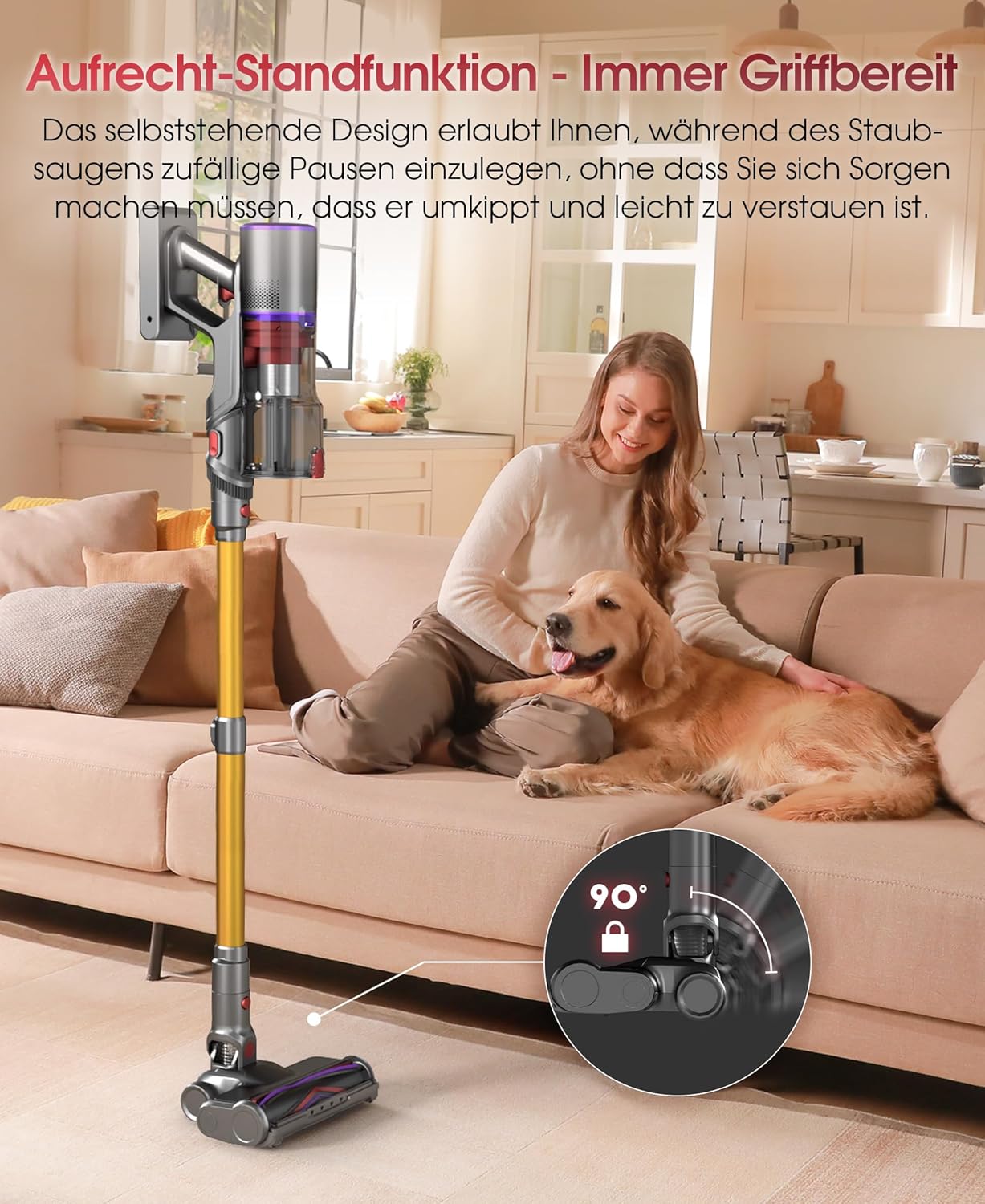 Thumbnail 5 de UNINELL HOME Akku Staubsauger 50000Pa – Kabellos, 70 Minuten Laufzeit, LED-Display und Anti-Verwicklung