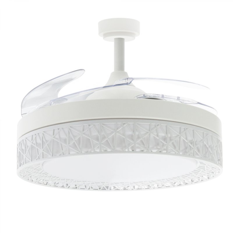 Detalle 2 de Ledme Ventilador de Techo LED Blanco 36W DC Ultra Silencioso con Mando y Palas Retráctiles