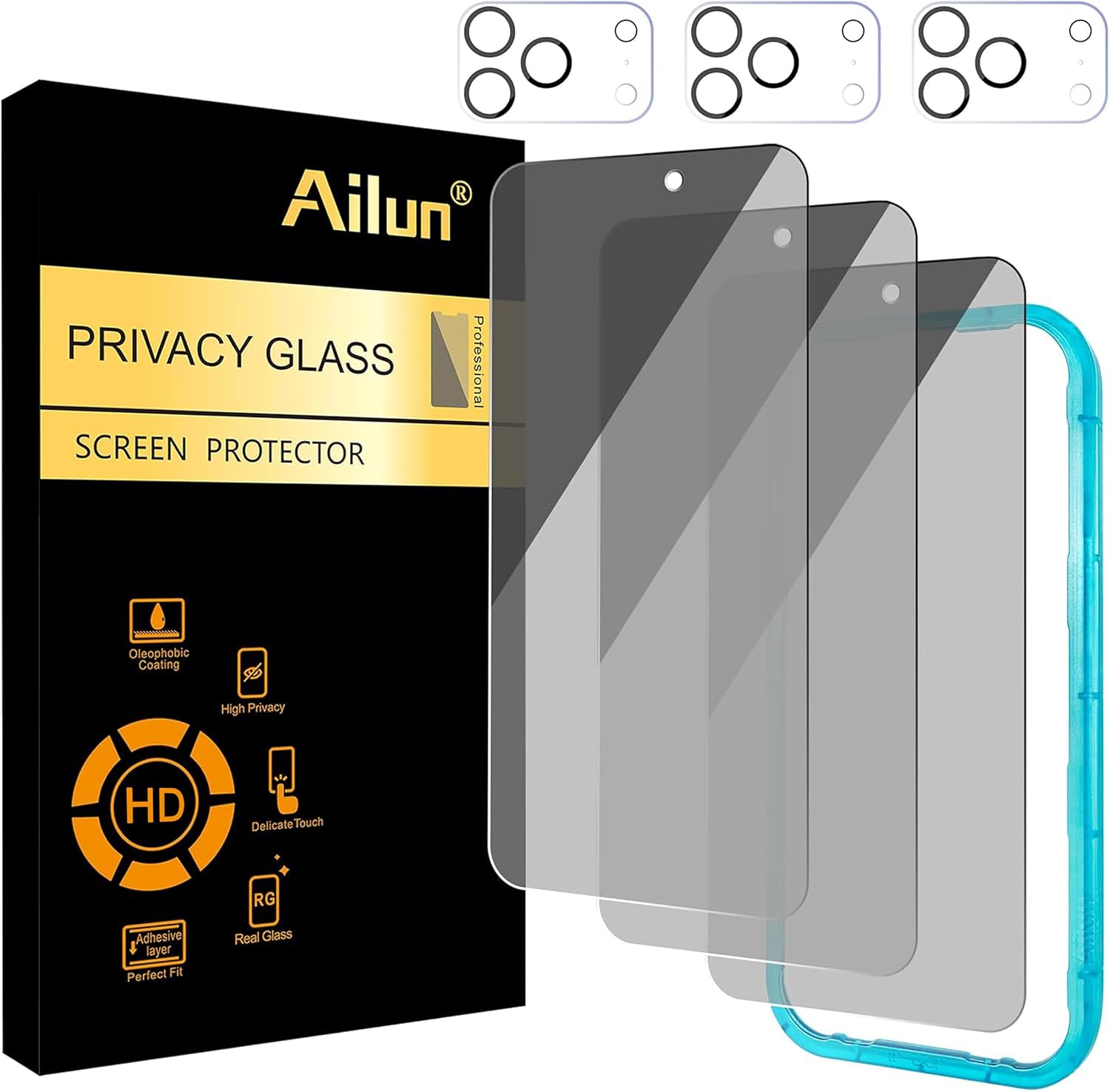 Detalle de Ailun 3Pack for iPhone 17 Pro Privacy Screen Protector & Camera Lens Protector