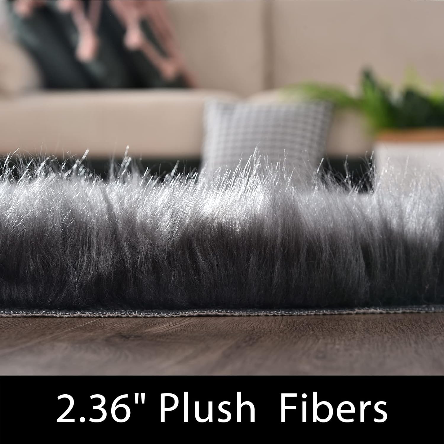 Detalle 2 de Latepis 6x8 Dark Grey Faux Sheepskin Rug