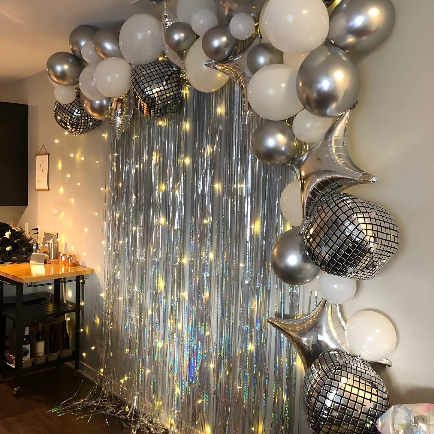 Thumbnail 6 de GREATRIL Lametta Vorhang Silber Glitzer – Party-Folienvorhang mit Fransen (2er-Set)