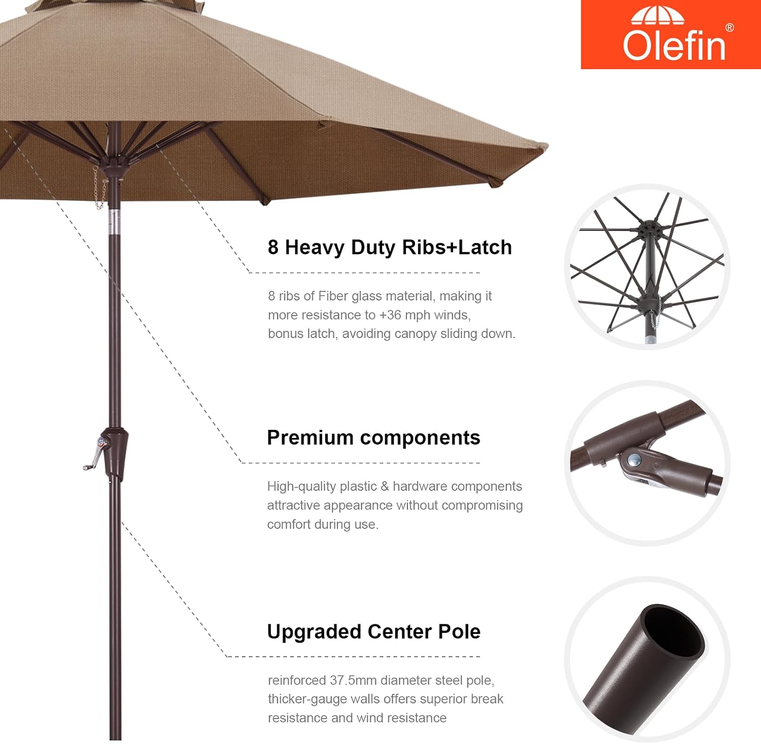 Detalle de MASTERCANOPY Patio Umbrella 9 ft