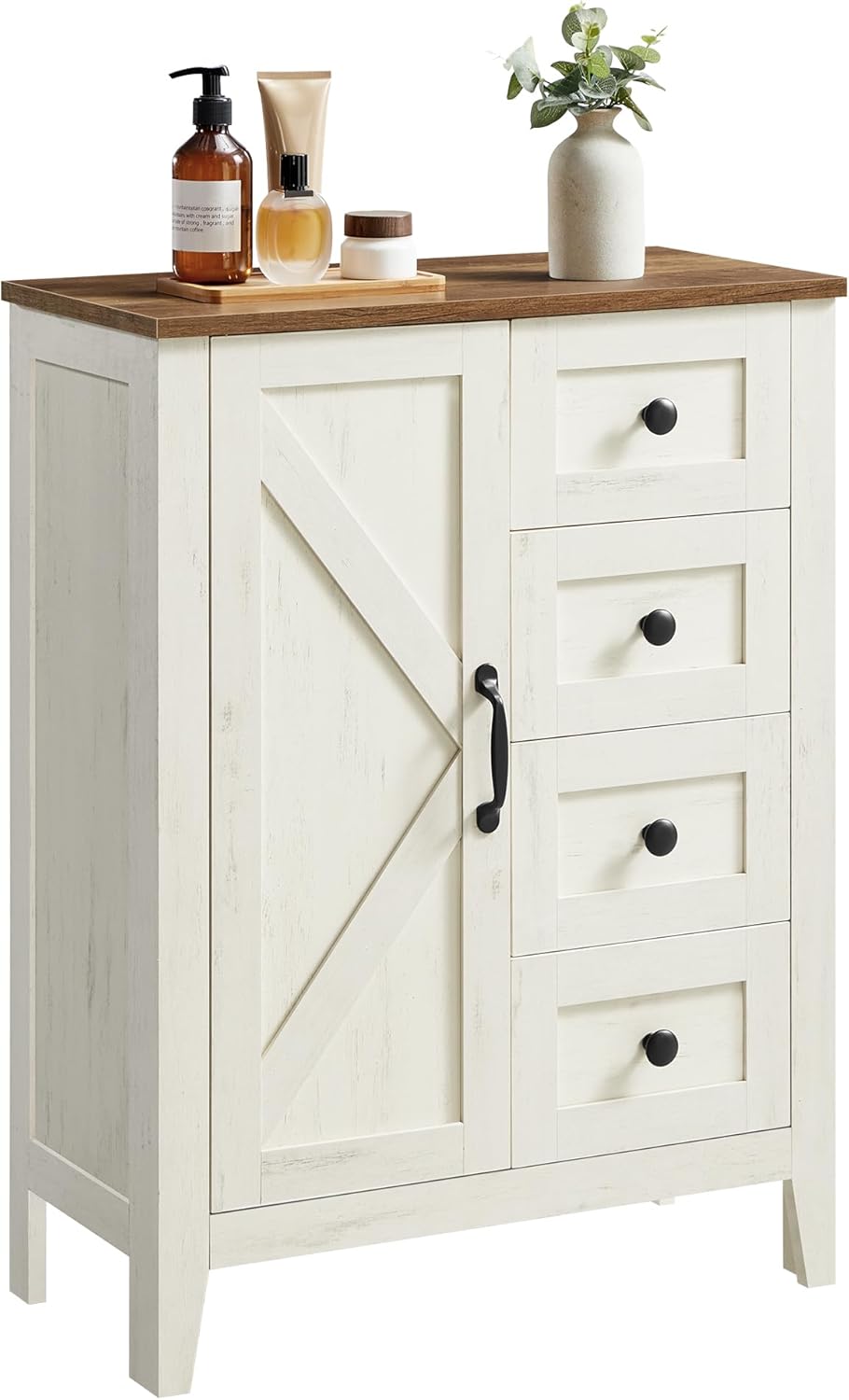 Thumbnail 6 de VASAGLE Collezione LIRY BBK773W01 mobile da bagno/credenza farmhouse con ante e ripiani regolabili