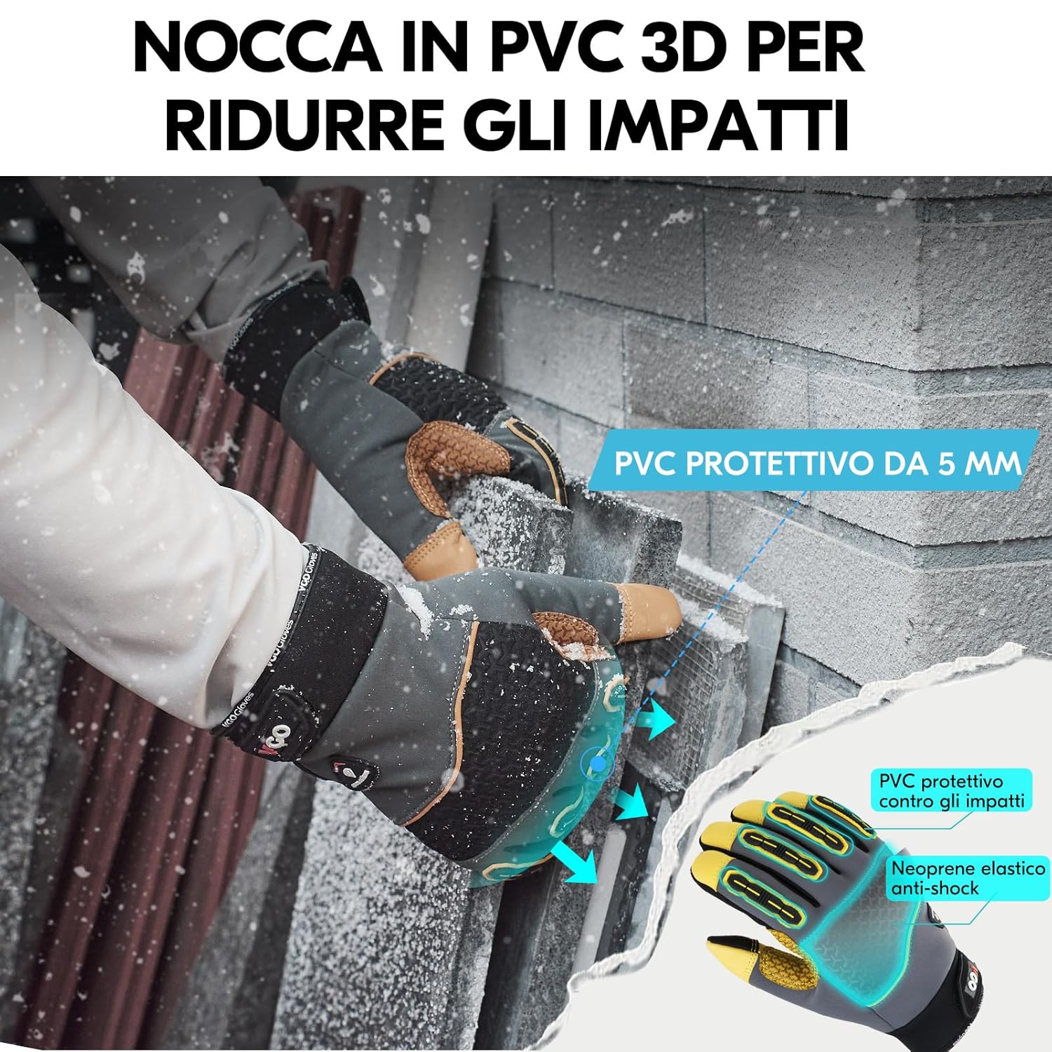Thumbnail 4 de Vgo... Guanti da lavoro invernali impermeabili antivibrazione uomo XL (1 paio)