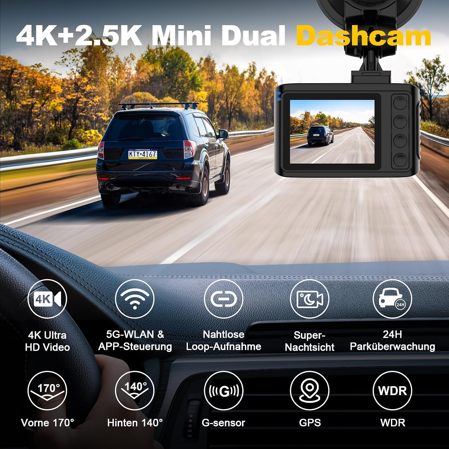 Thumbnail 3 de Dashcam 4K Dual Kamera vorn hinten